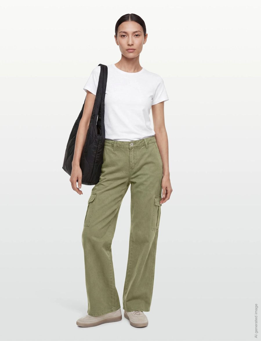 ABRAND - 99 LOW & WIDE CARGO FADED ARMY - cargo-hosen - green - 0