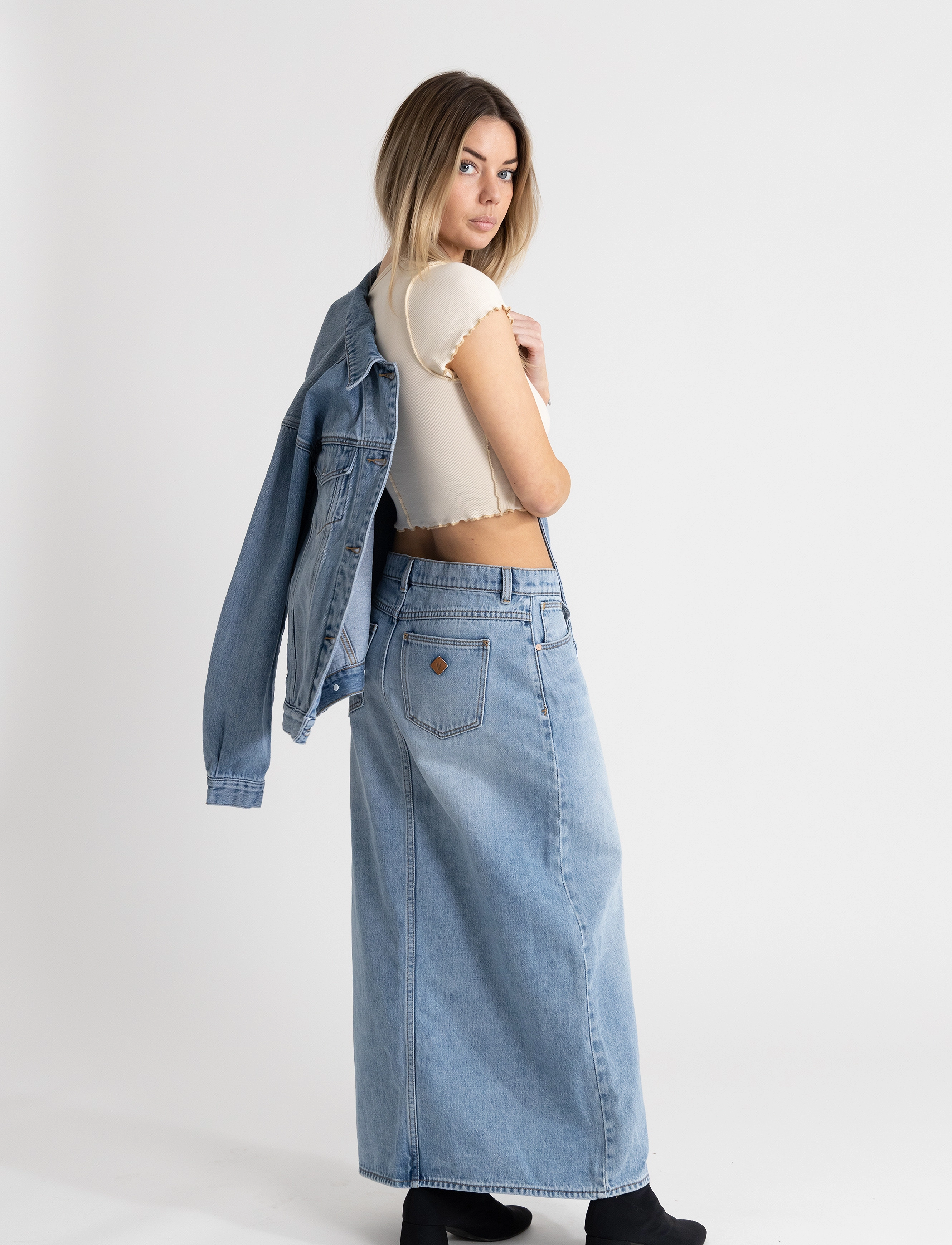 ABRAND - A 99 LOW MAXI SKIRT SYLVIE - blue - 3