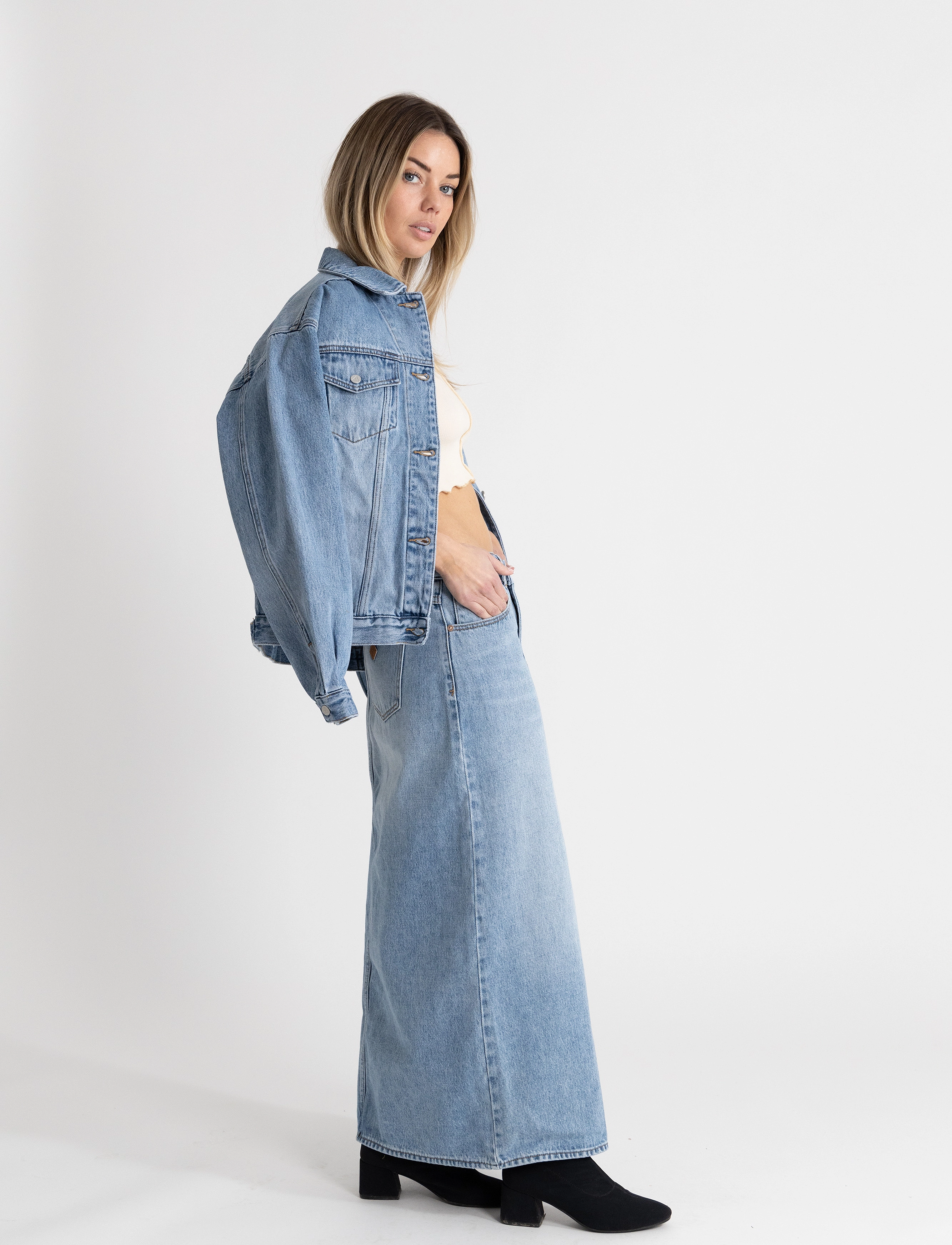 ABRAND - A 99 LOW MAXI SKIRT SYLVIE - blue - 4