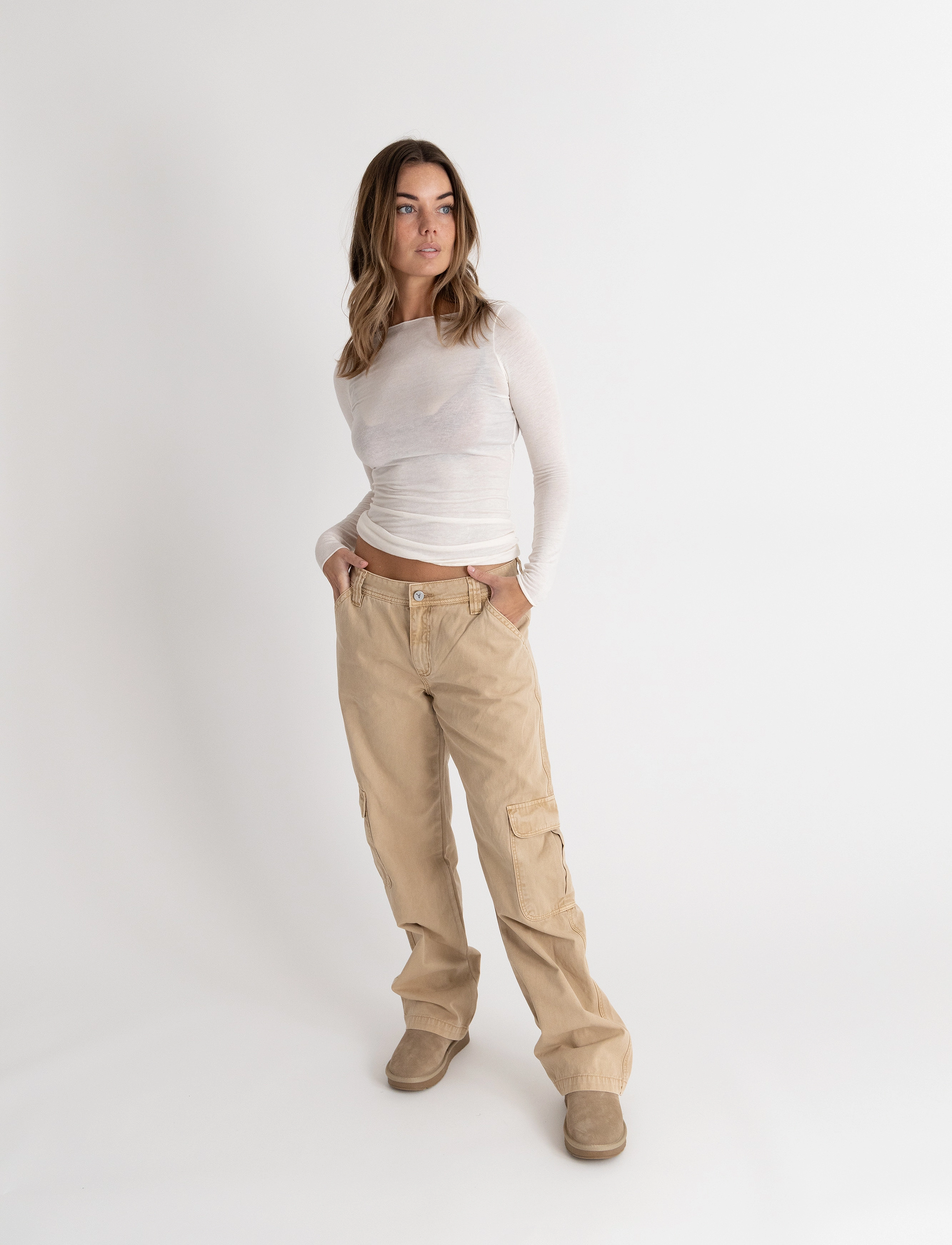 ABRAND 99 BAGGY CARGO OAT - Jeans - BEIGE / beige