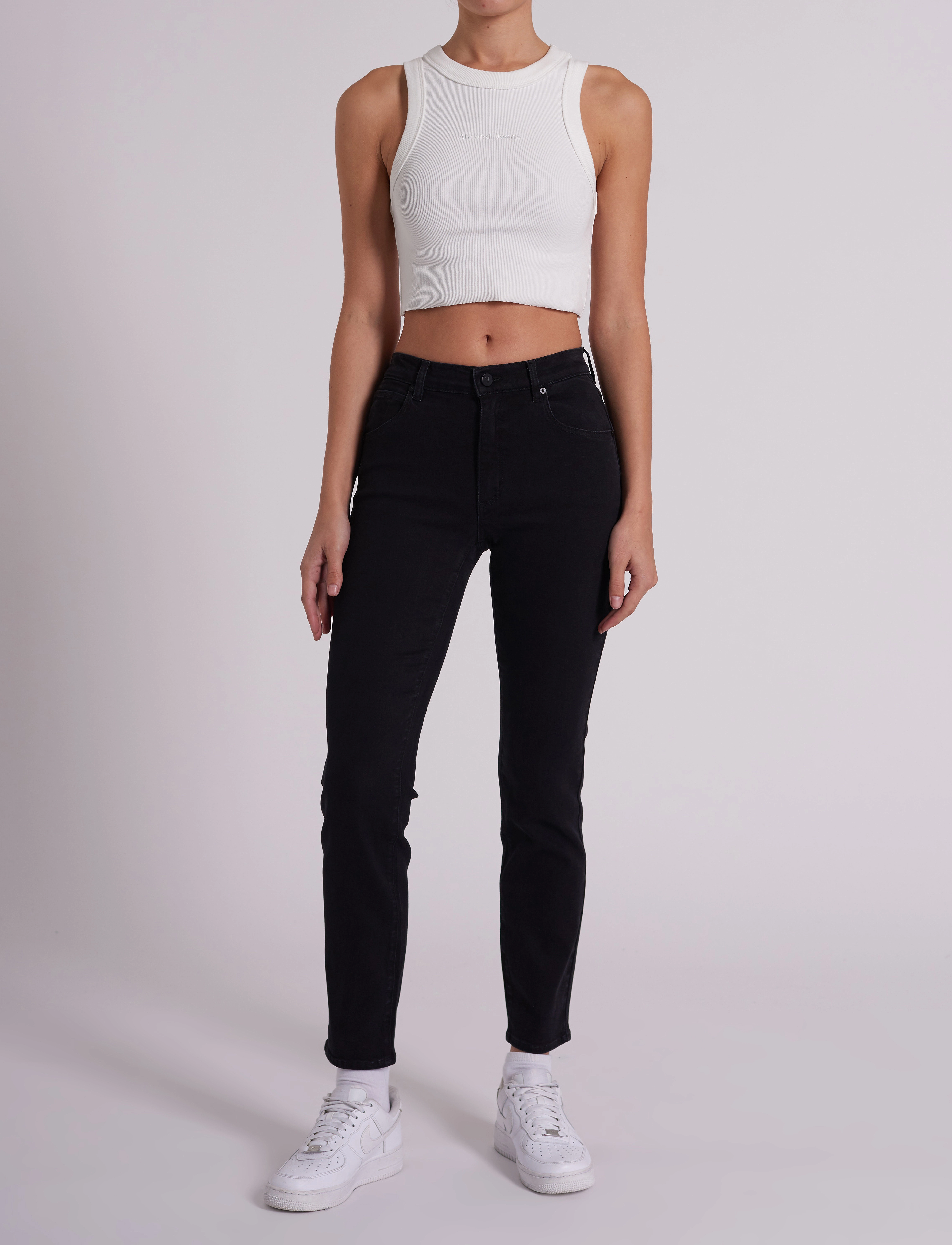 ABRAND 95 Stovepipe Nellie Tall, Kvinder, Højtaljede Lange Rette Ben Jeans, Sort, Str: 29