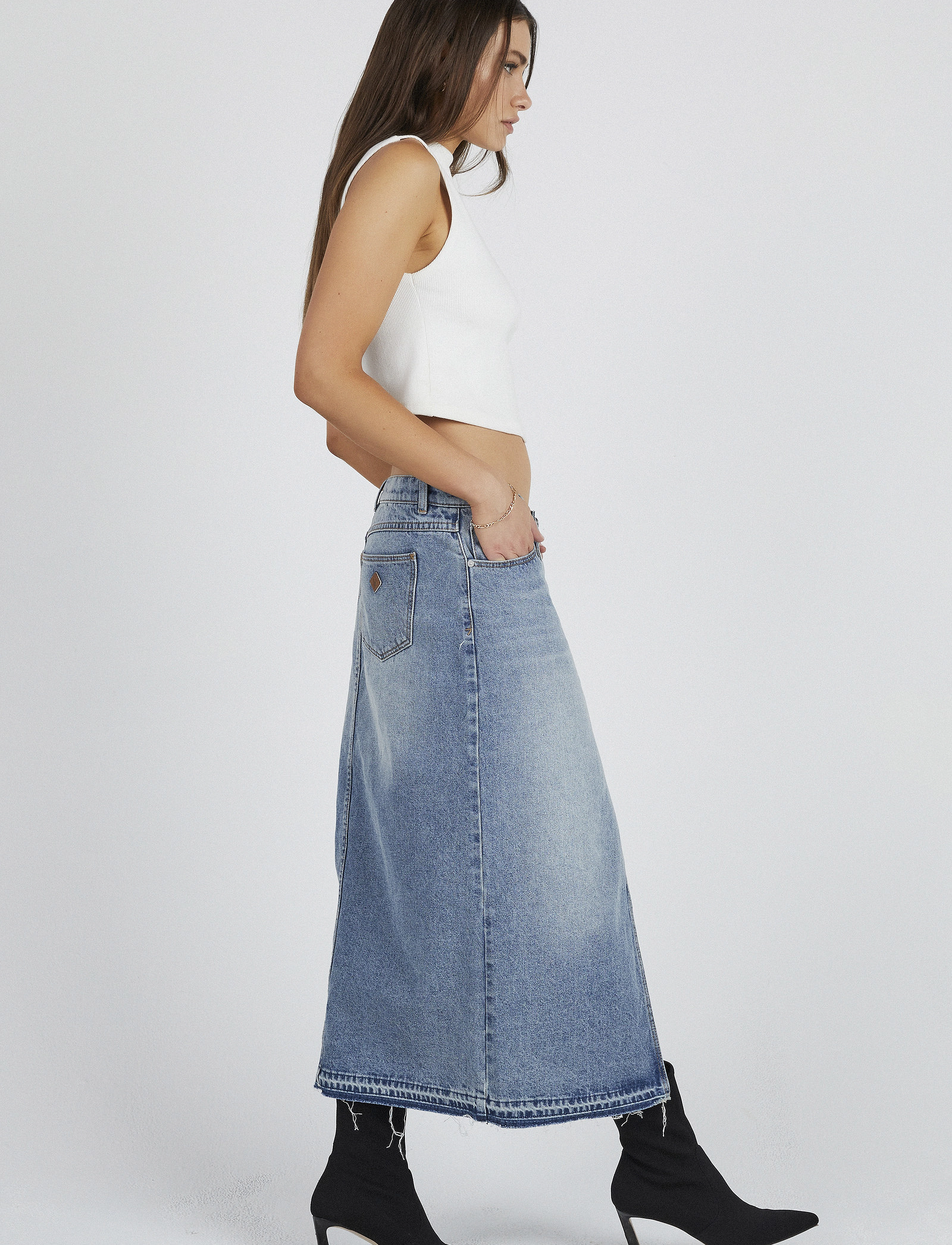 ABRAND - 99 MAXI SKIRT LULA - jeansowe spódnice - blue - 3