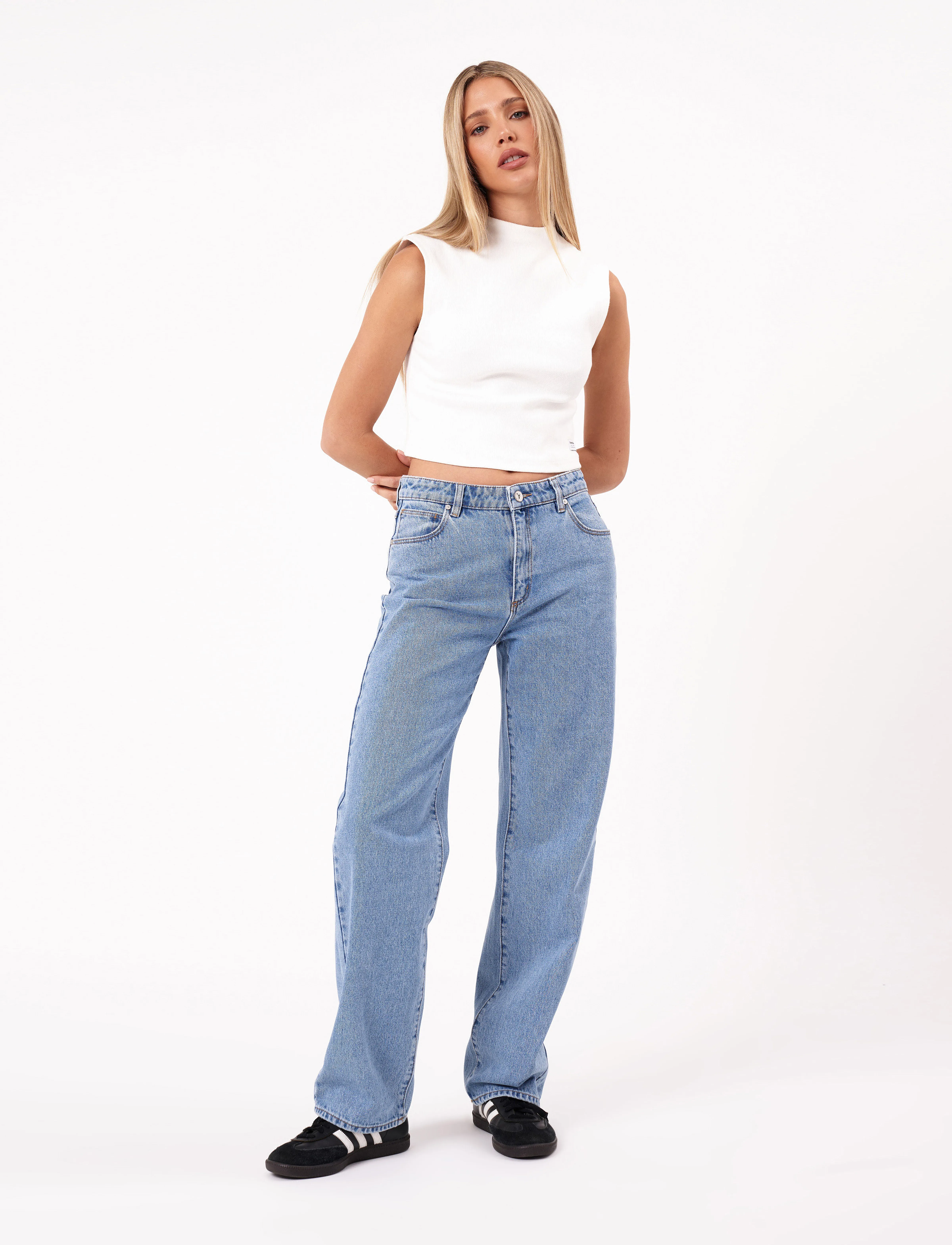 ABRAND 95 Mid Baggy Gigi Blue, 28, Jeans, Blau - Wide, Frauen