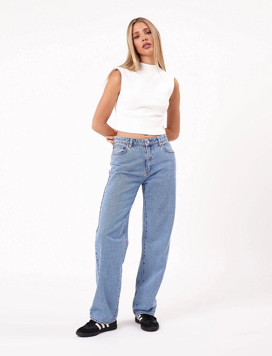 ABRAND - 95 MID BAGGY GIGI MID BLUE - jeans met wijde pijpen - blue - 0
