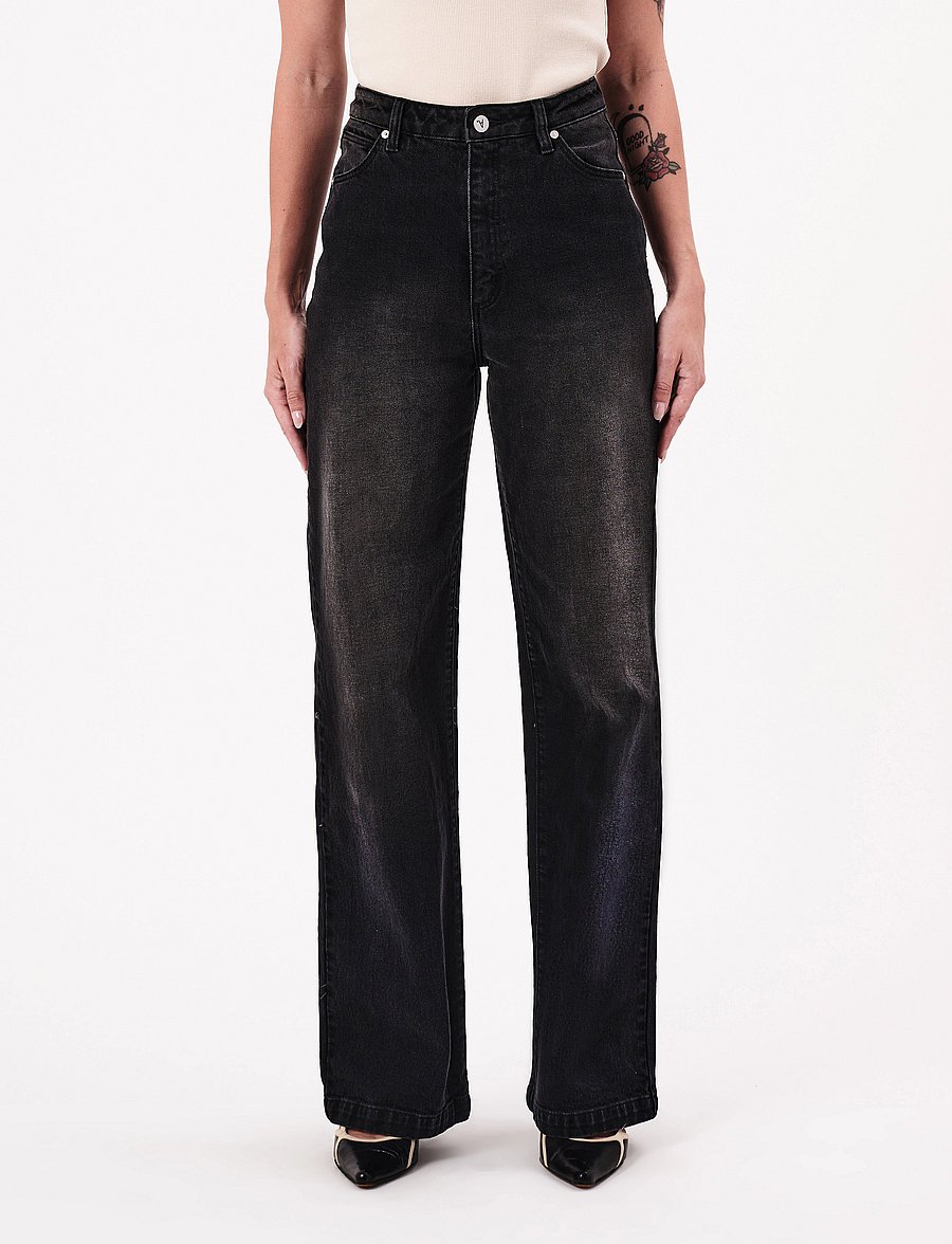 ABRAND - 94 HIGH & WIDE GITA - brede jeans - black - 0