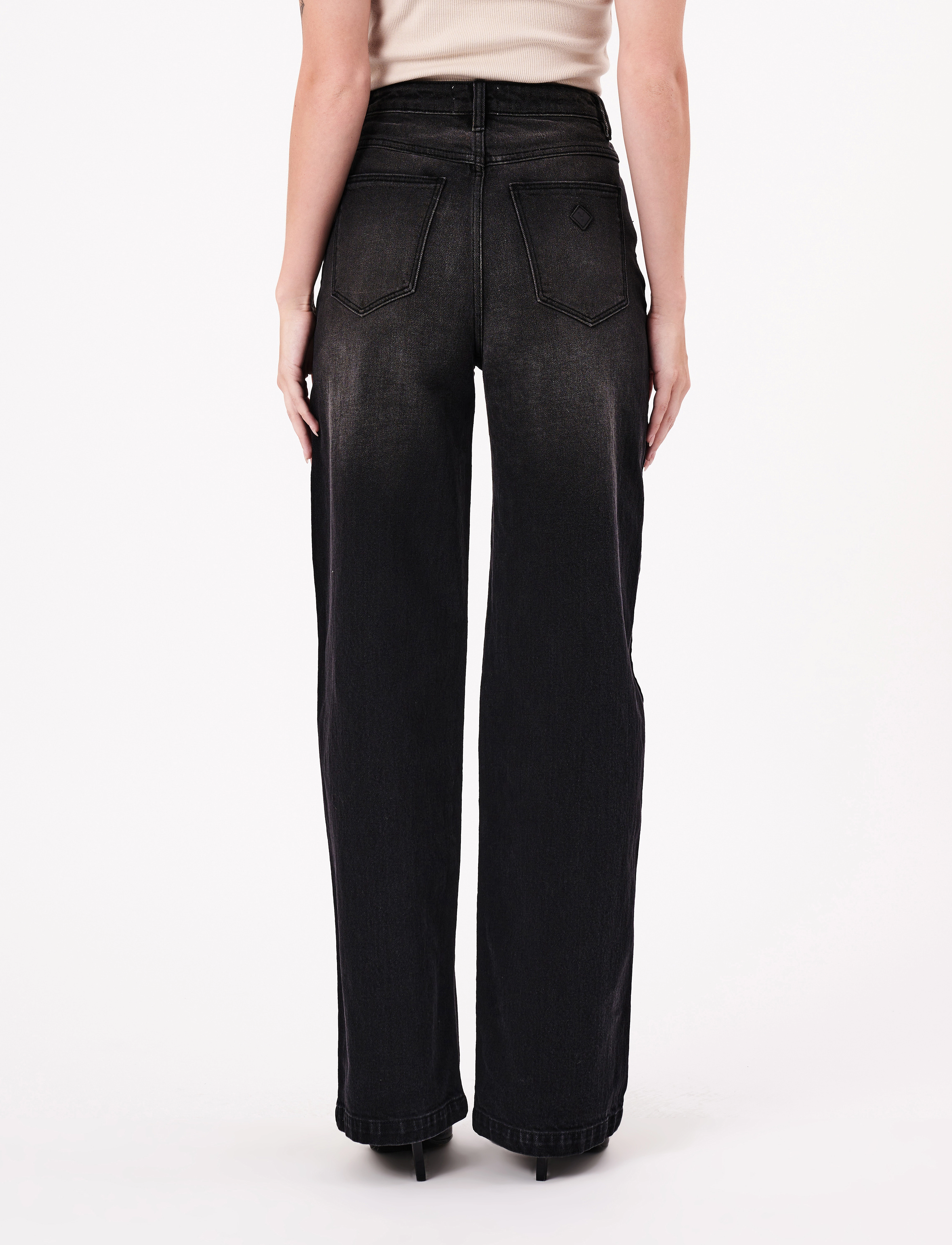 ABRAND - 94 HIGH & WIDE GITA - brede jeans - black - 3