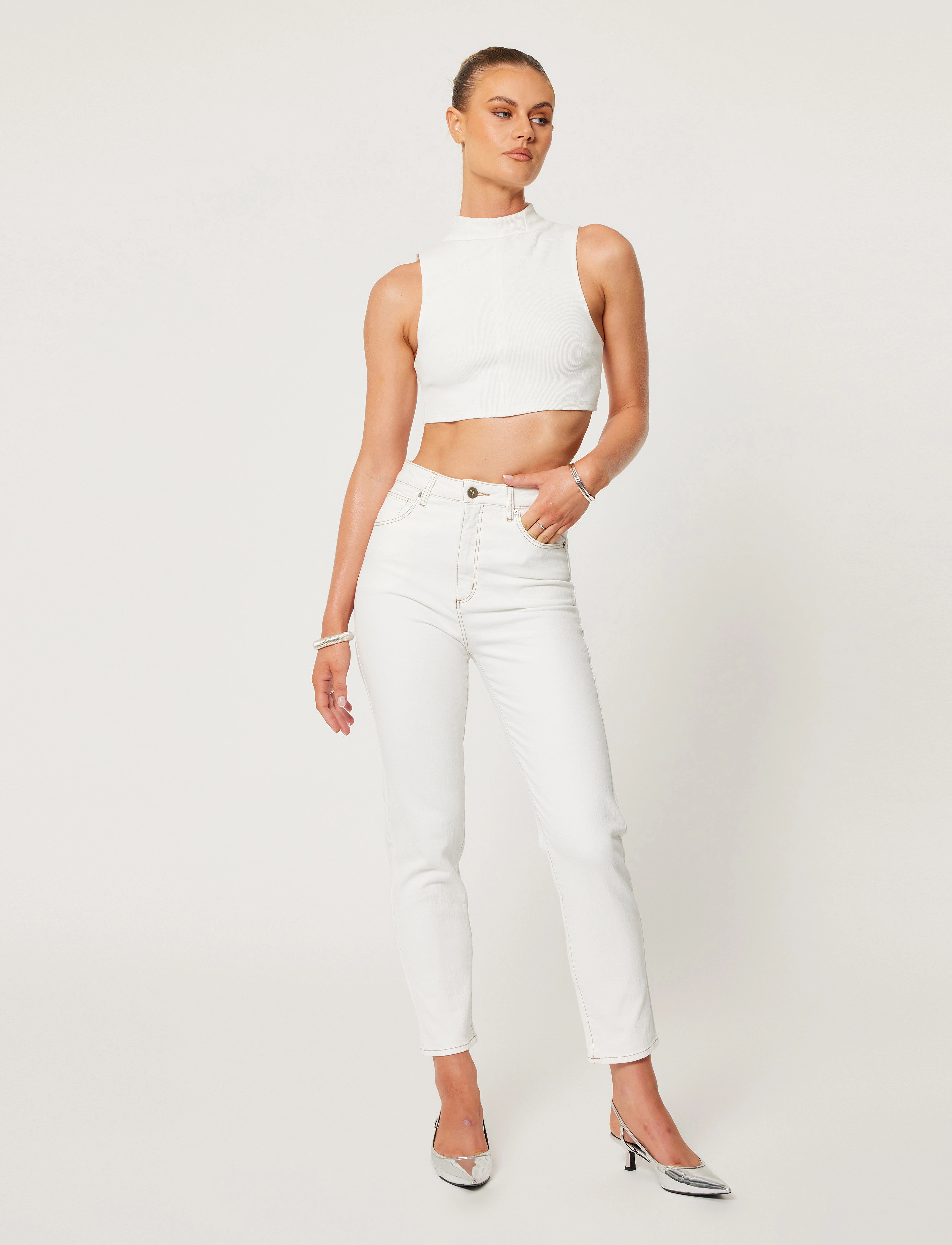 ABRAND 94 High Slim Coconut Coconut, 32, Cream, Jeans > Mor-Jeans, Dame