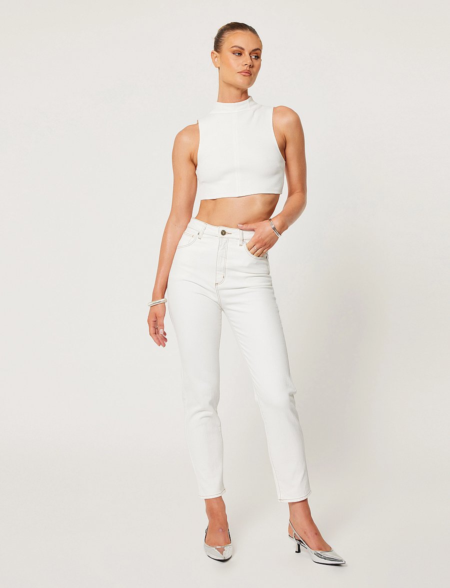 ABRAND - 94 HIGH SLIM COCONUT COCONUT - mom jeans - white - 0
