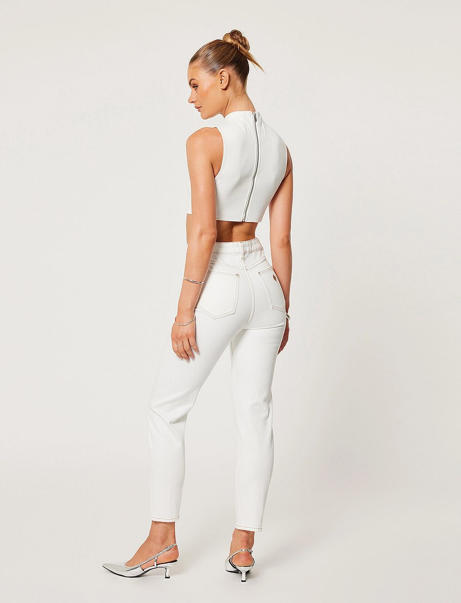 ABRAND - 94 HIGH SLIM COCONUT COCONUT - mom jeans - white - 3