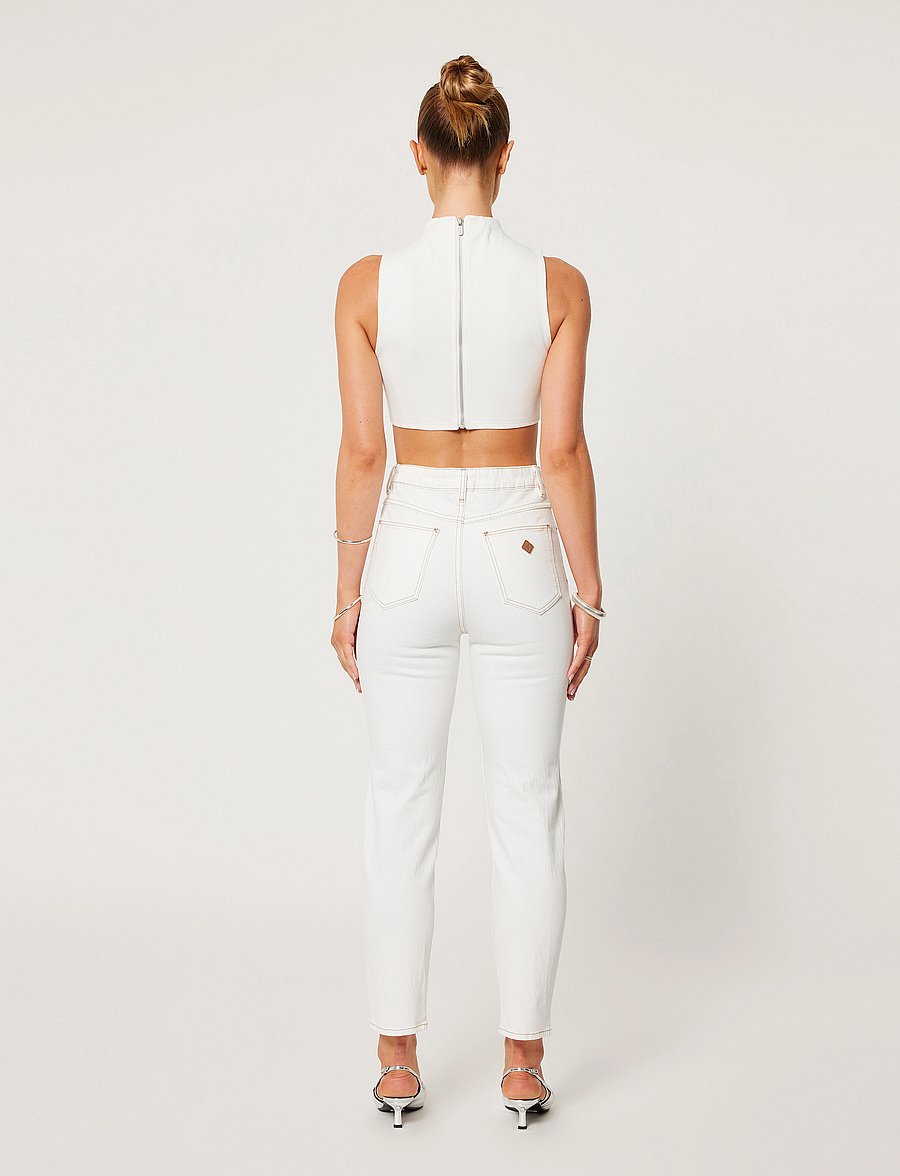ABRAND - 94 HIGH SLIM COCONUT COCONUT - mom jeans - white - 4