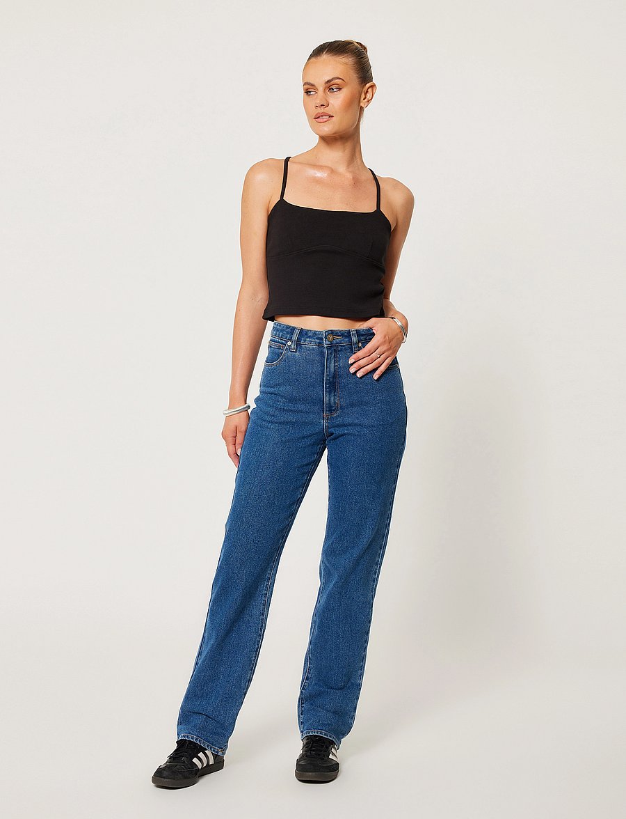 ABRAND - 94 HIGH STRAIGHT BELLA MID BLUE - raka jeans - blue - 0