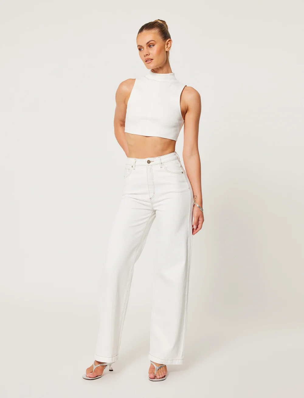 ABRAND - 94 HIGH WIDE COCONUTCOCONUT - hosen mit weitem bein - white - 0