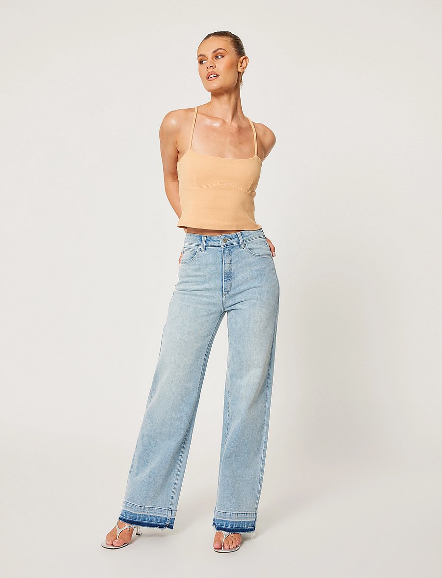 ABRAND - 94 HIGH WIDE ANDIE TINT LIGHT BLUE - hosen mit weitem bein - blue - 0