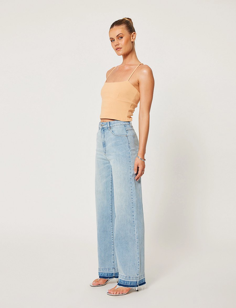 ABRAND - 94 HIGH WIDE ANDIE TINT LIGHT BLUE - hosen mit weitem bein - blue - 3