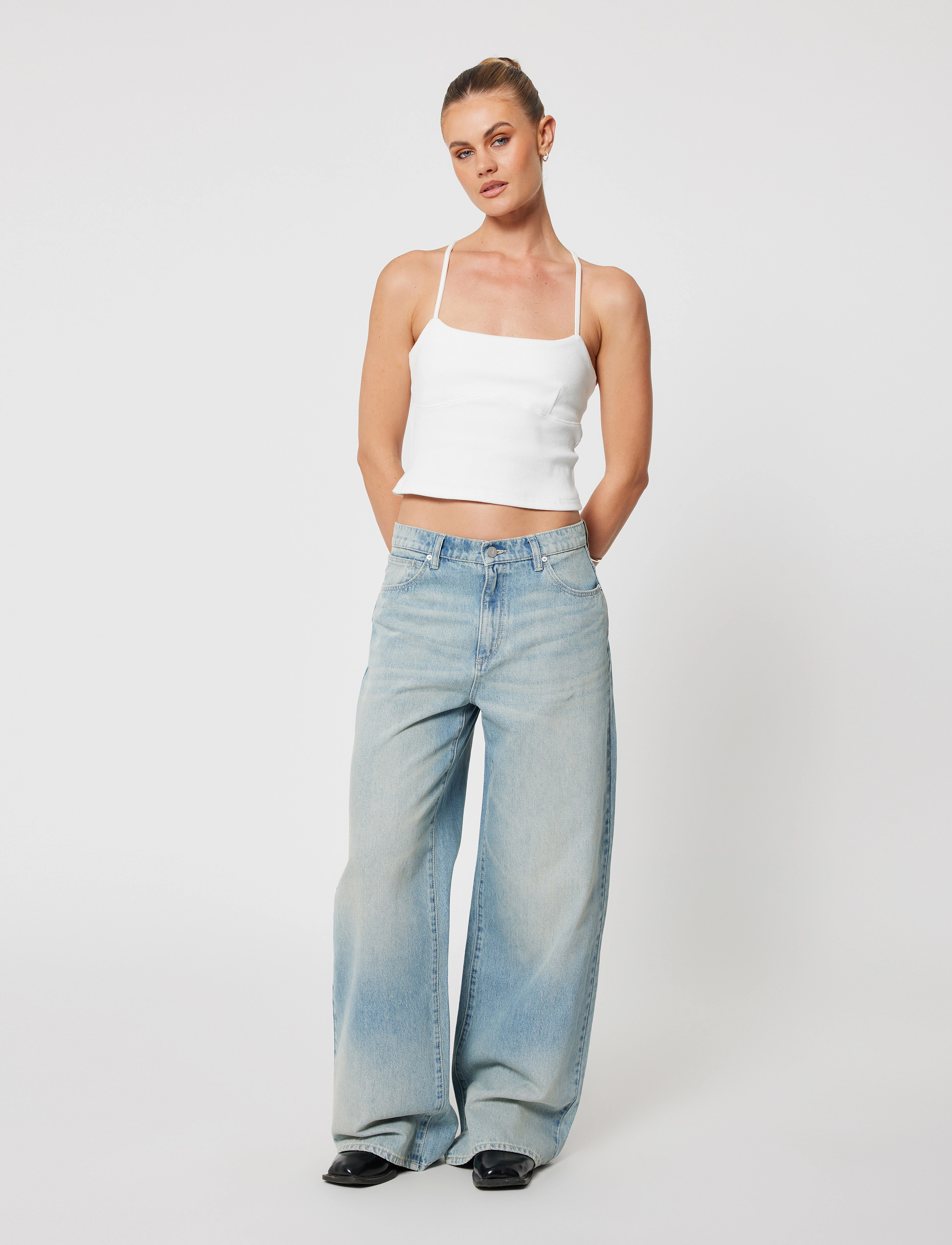 ABRAND 95 Mid Super Baggy Edie Tint Light Blue, 31, Blue, Jeans > Vidde, Dame