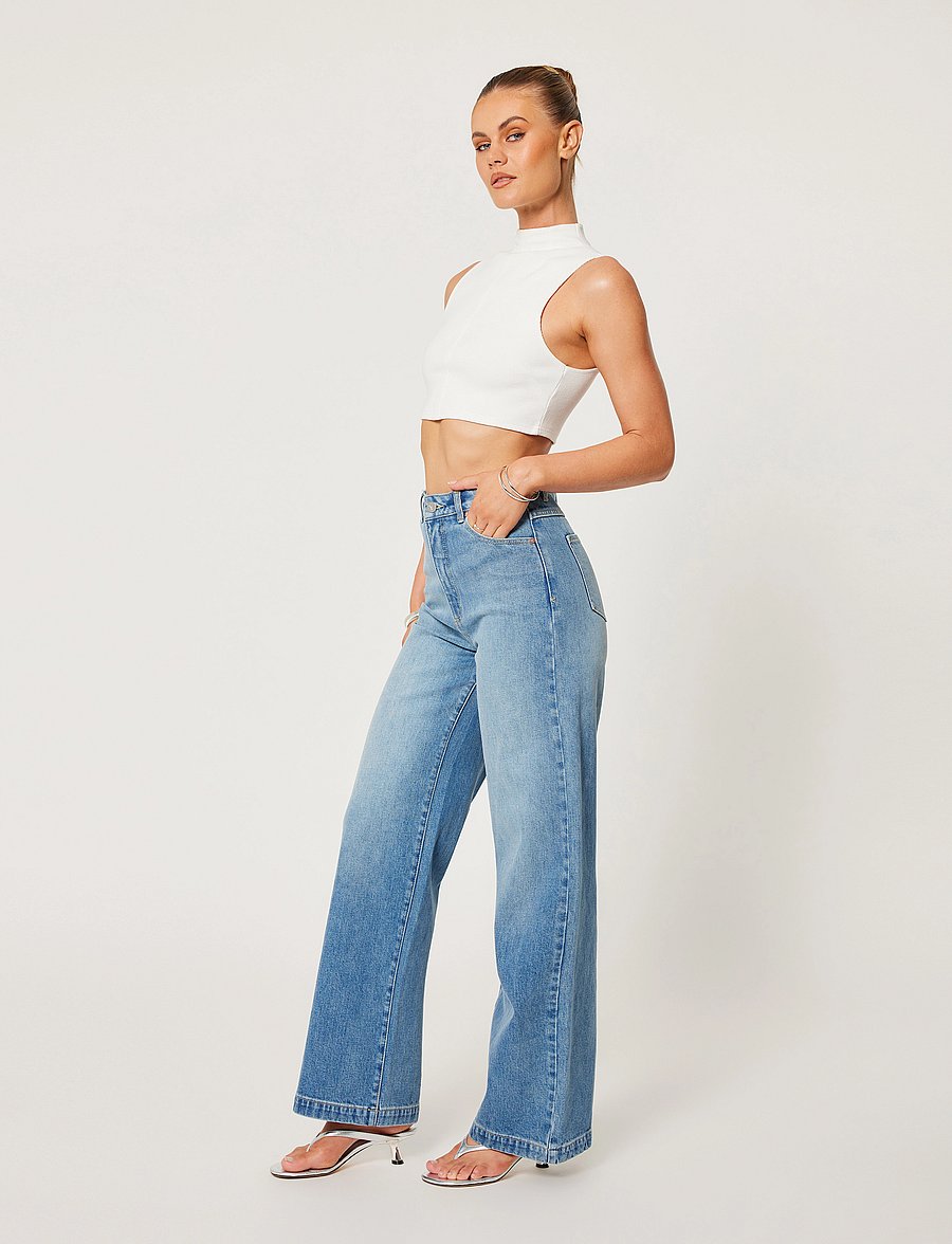 ABRAND - 94 HIGH WIDE ALEXA RCY MID VINTAGE INDIGO - hosen mit weitem bein - blue - 3