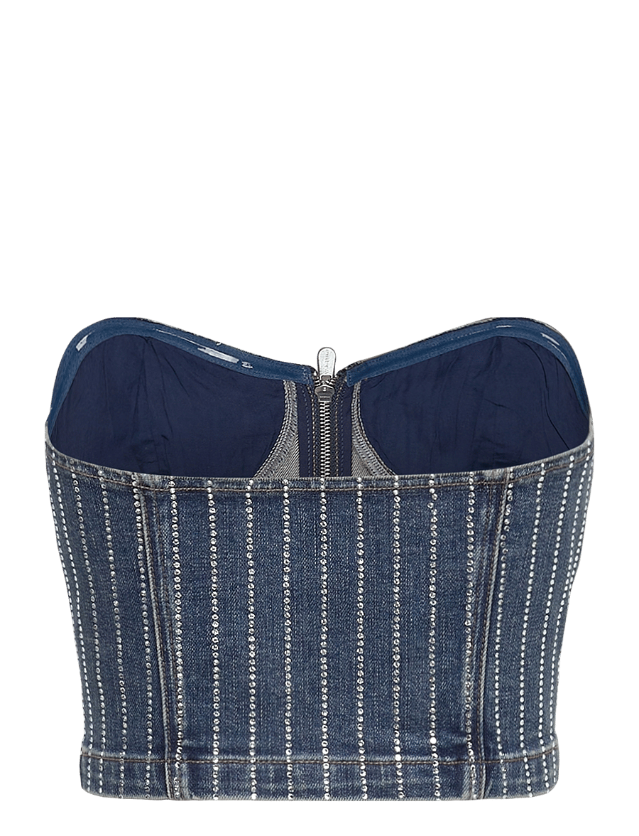 ABRAND - ACADEMIA BUSTIER PETRA DIAMANTE MID VINTAGE INDIGO - crop tops - blue - 2