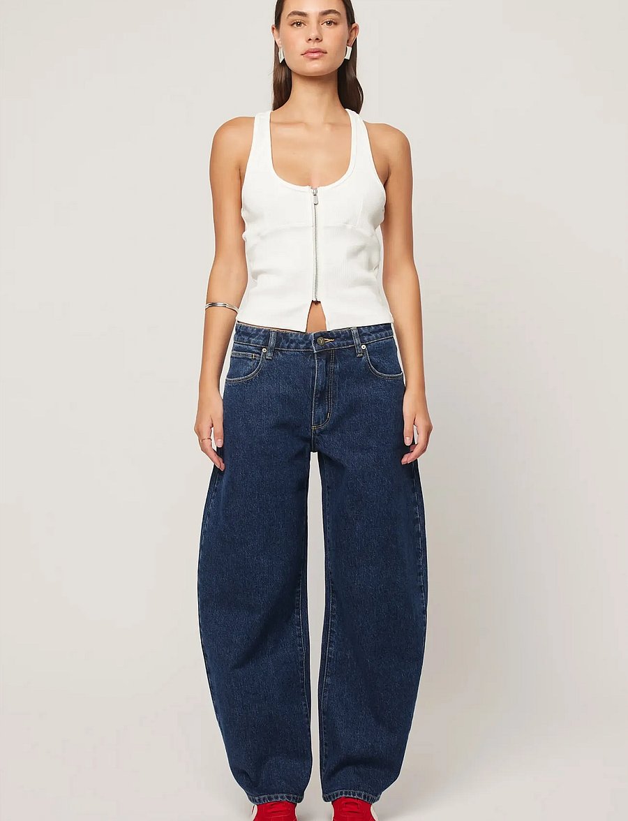 ABRAND - 95 MID BARREL JEAN TARADARK BLUE - barrel jeans - blue - 0
