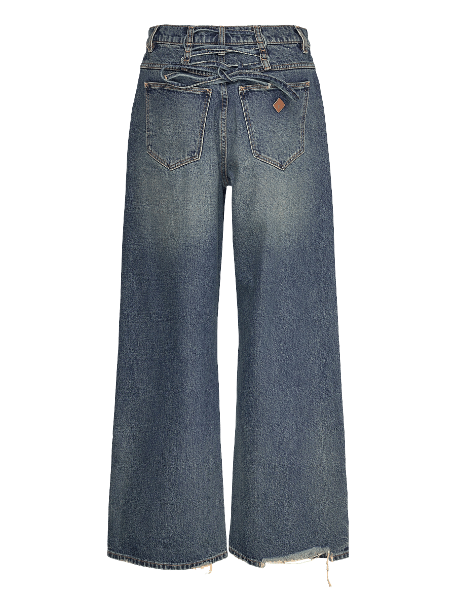 ABRAND - 95 MID SUPER BAGGY LACED CORY TINT DARK BLUE - vida jeans - blue - 2