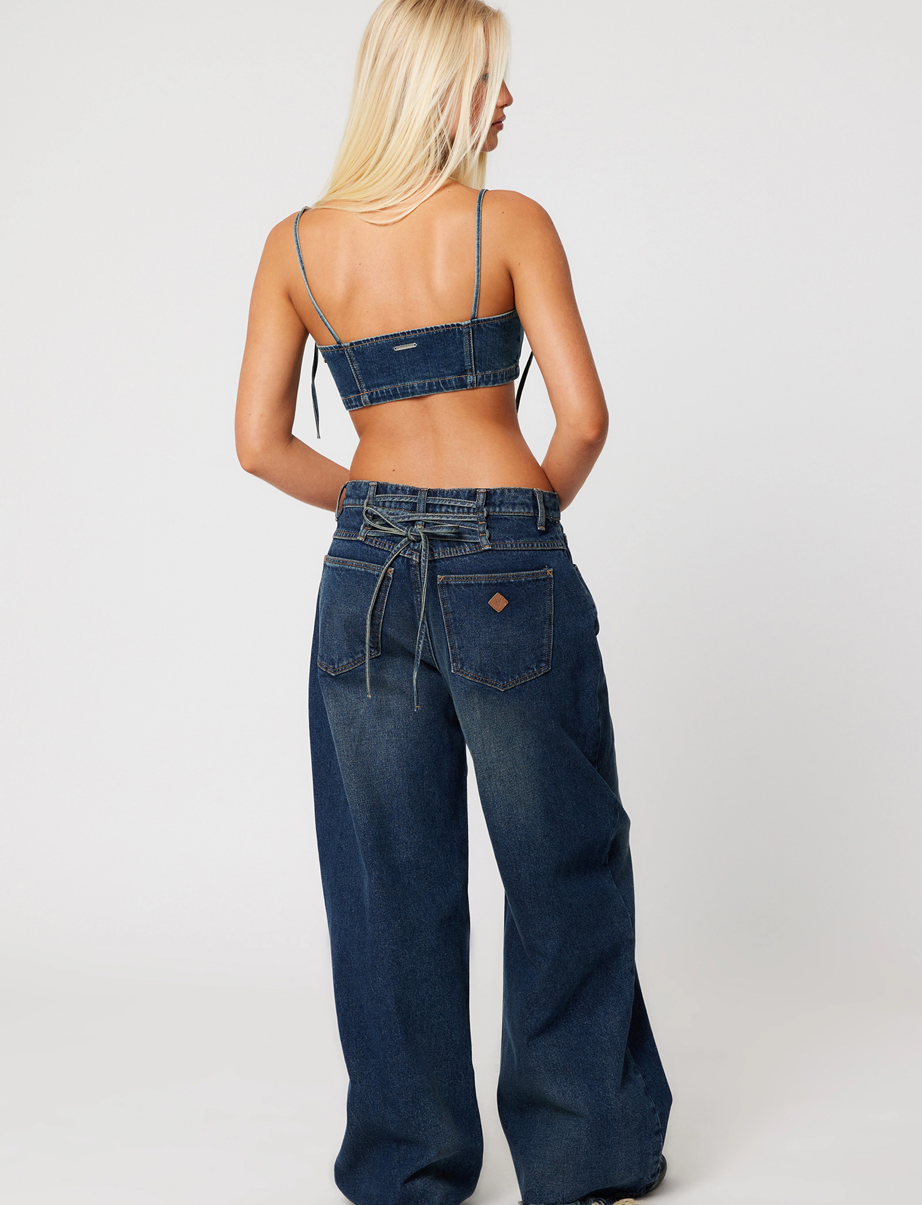 ABRAND - 95 MID SUPER BAGGY LACED CORY TINT DARK BLUE - hosen mit weitem bein - blue - 4