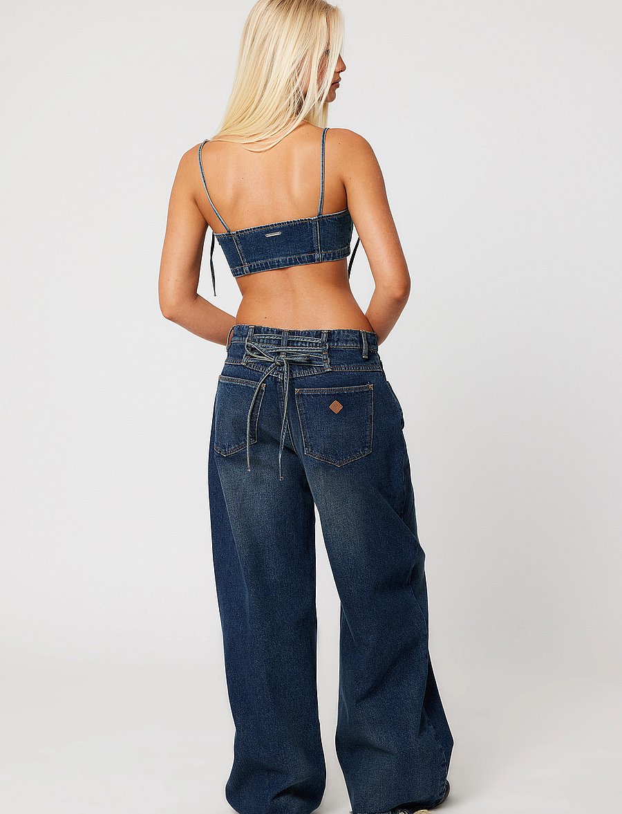 ABRAND - 95 MID SUPER BAGGY LACED CORY TINT DARK BLUE - vida jeans - blue - 4