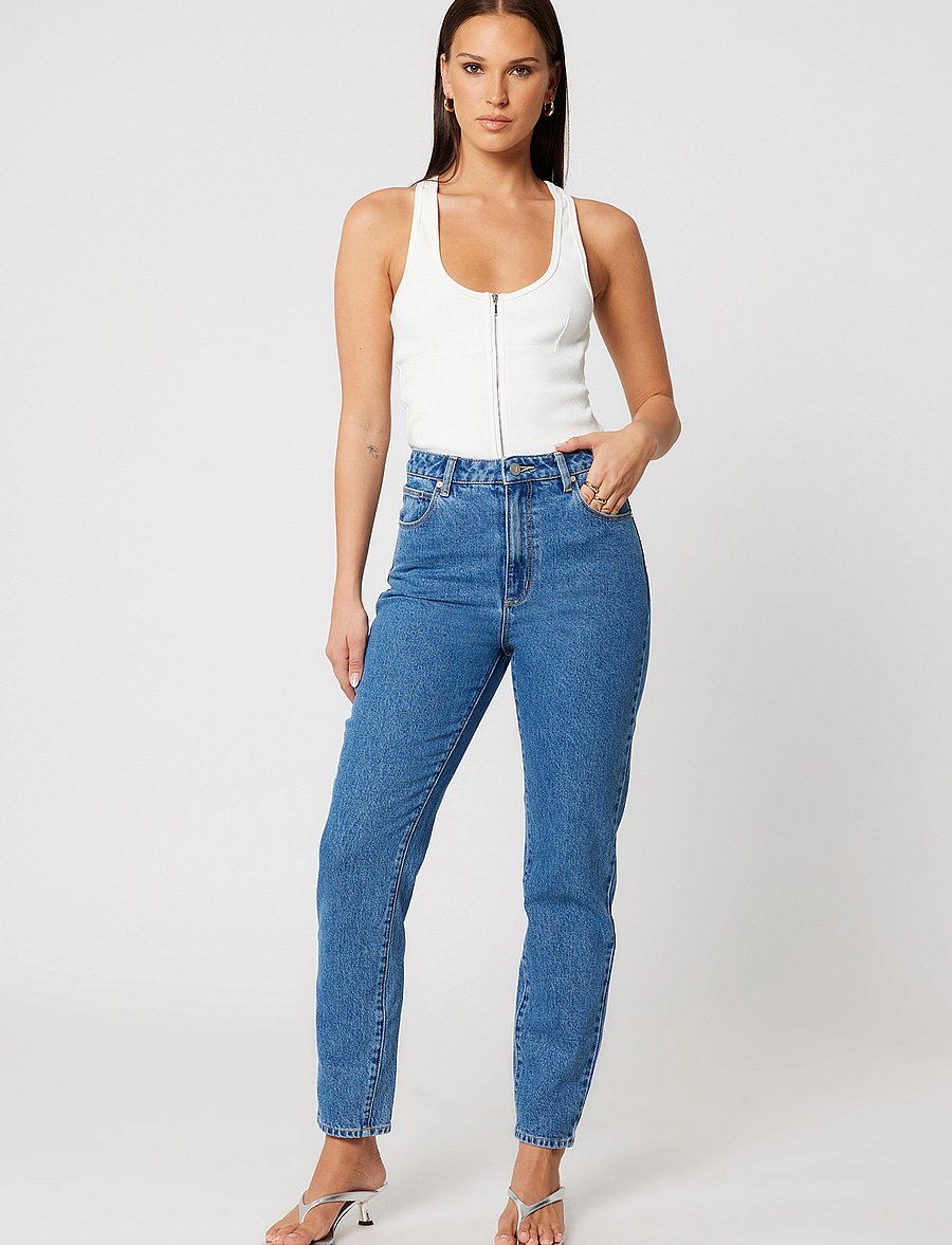 ABRAND - 94 HIGH SLIM EVA OG ORGANIC MID BLUE - slim jeans - blue - 0