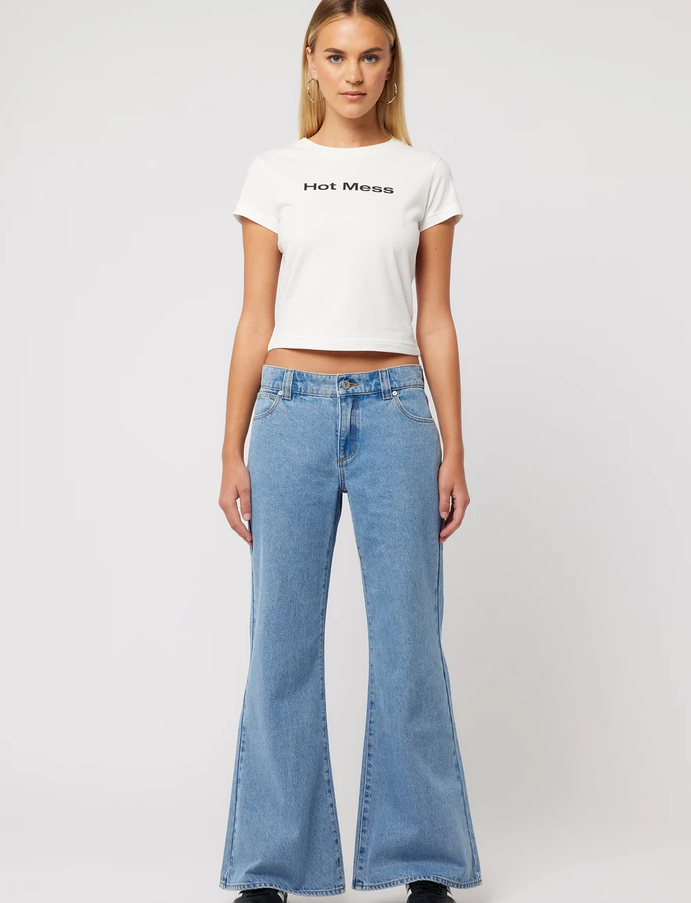 ABRAND - 99 LOW BAGGY FLARE GIGI MID BLUE - alt eriti laia säärega teksad - blue - 0