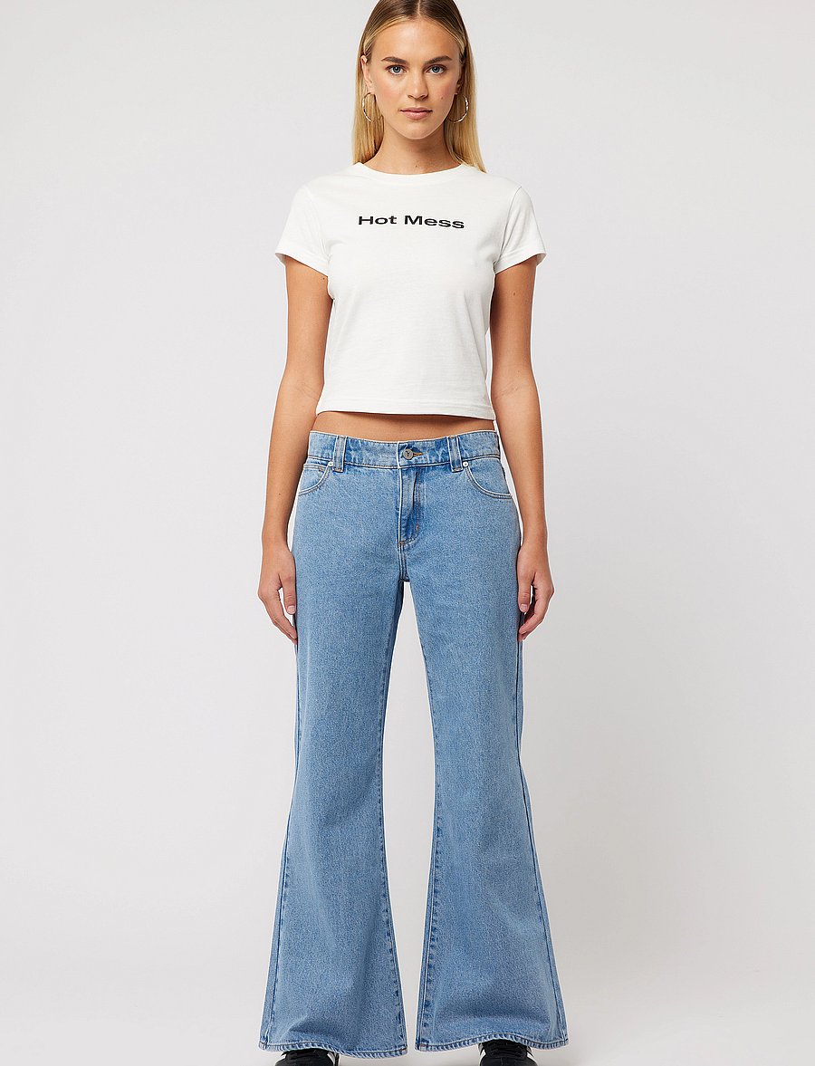 ABRAND - 99 LOW BAGGY FLARE GIGI MID BLUE - flared jeans - blue - 0
