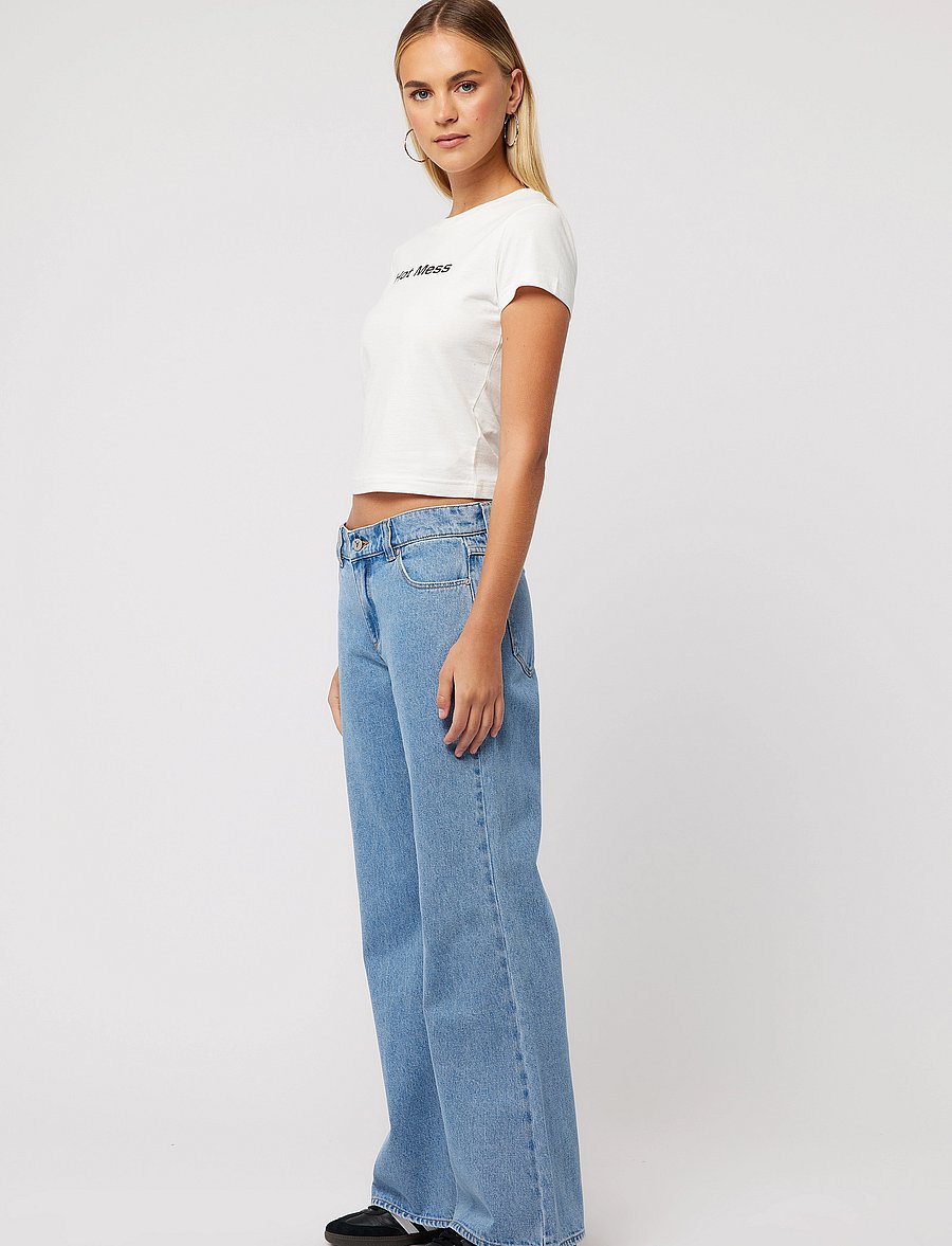 ABRAND - 99 LOW BAGGY FLARE GIGI MID BLUE - flared jeans - blue - 3