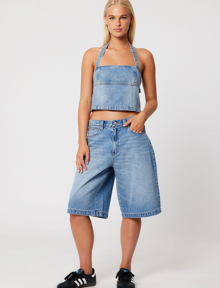 ABRAND - 95 MID SUPER BAGGY JORT LIVLIGHT VINTAGE BLUE - jeansshorts - blue - 0