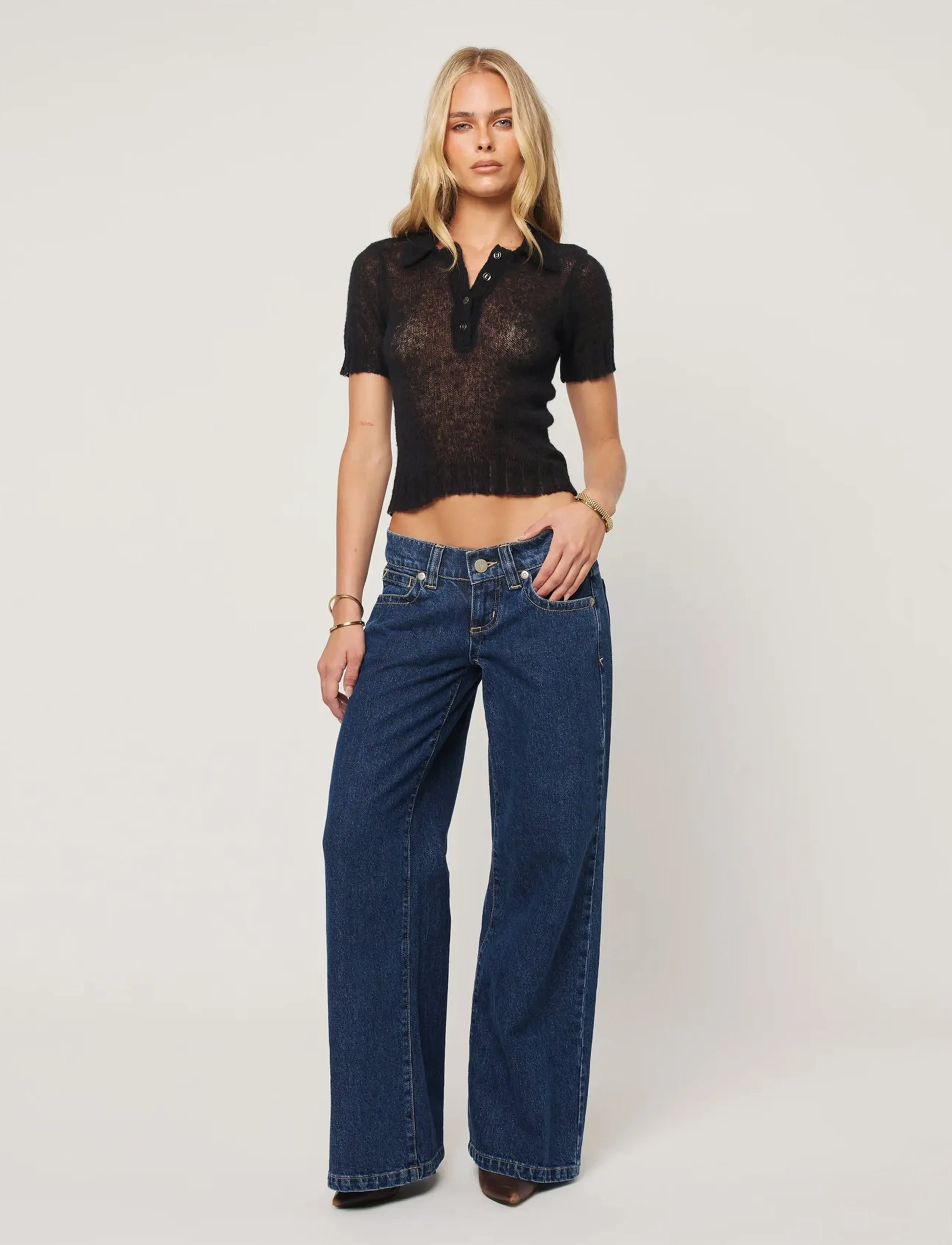 ABRAND 00 Super Low Wide Taratara, 22, Navy, Jeans > Vidde, Dame