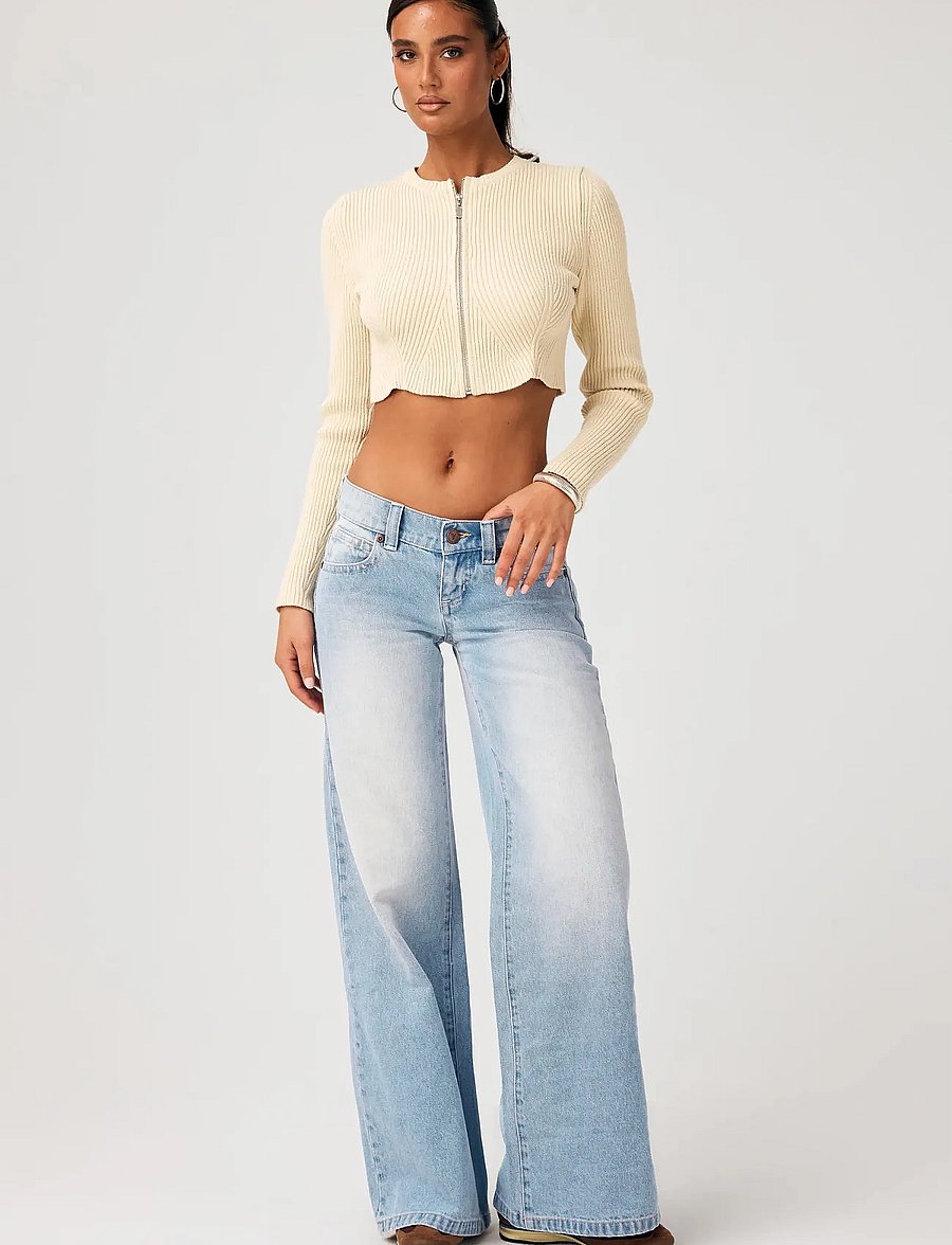 ABRAND - 00 SUPER LOW WIDE TALL KAIA WORNKAIA WORN - brede jeans - blue - 0