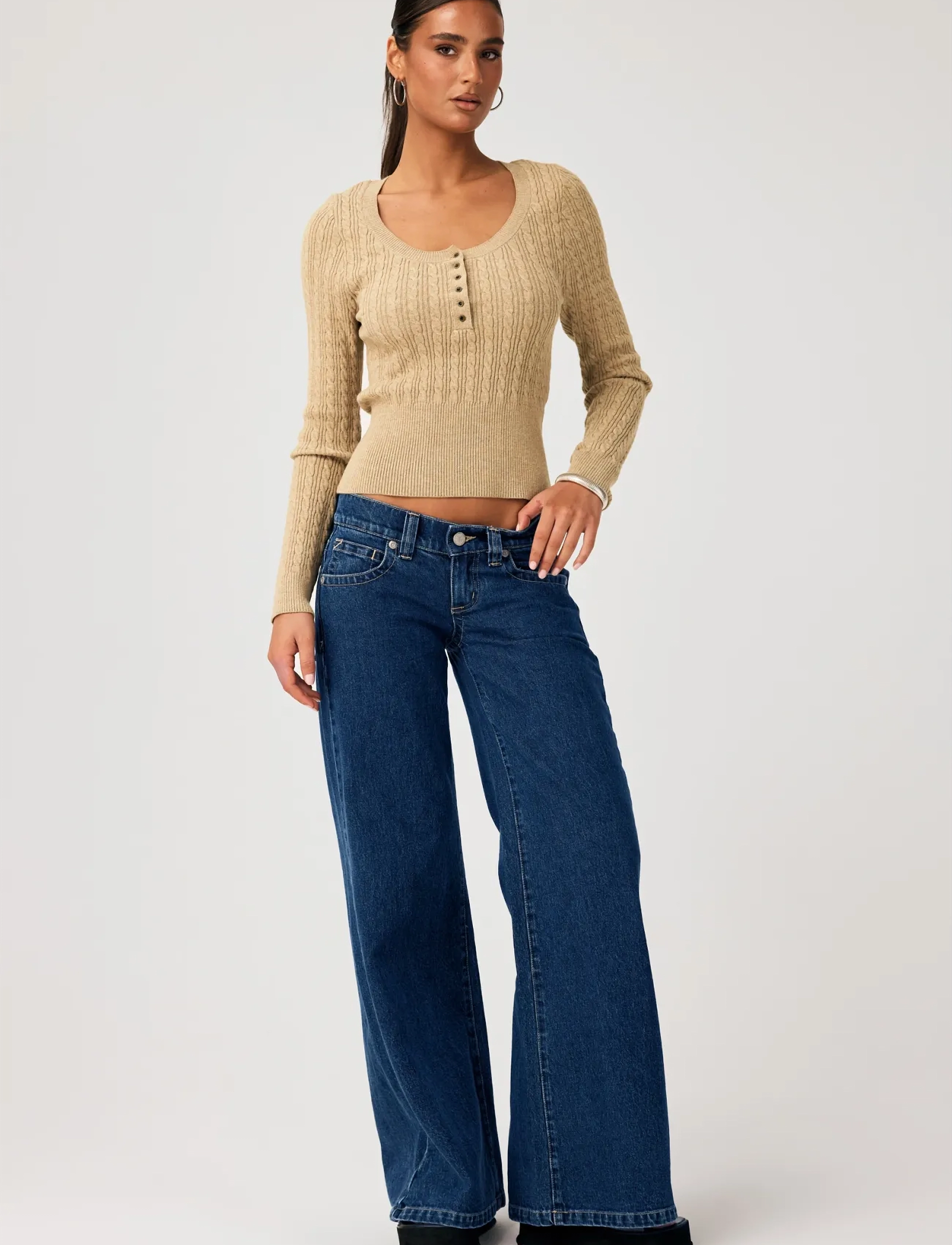 ABRAND 00 Super Low Wide Tall Taratara, 23, Blue, Jeans > Vidde, Dame