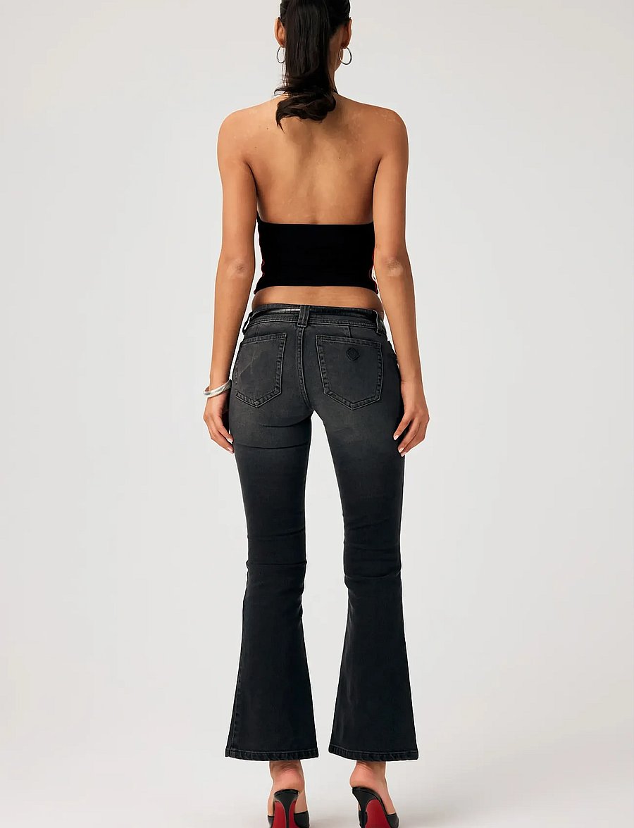 ABRAND - 00 SUPER LOW KICK TALL SHANAE - jeans évasés - black - 3