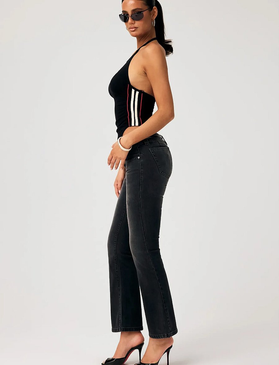 ABRAND - 00 SUPER LOW KICK TALL SHANAE - jeans évasés - black - 4