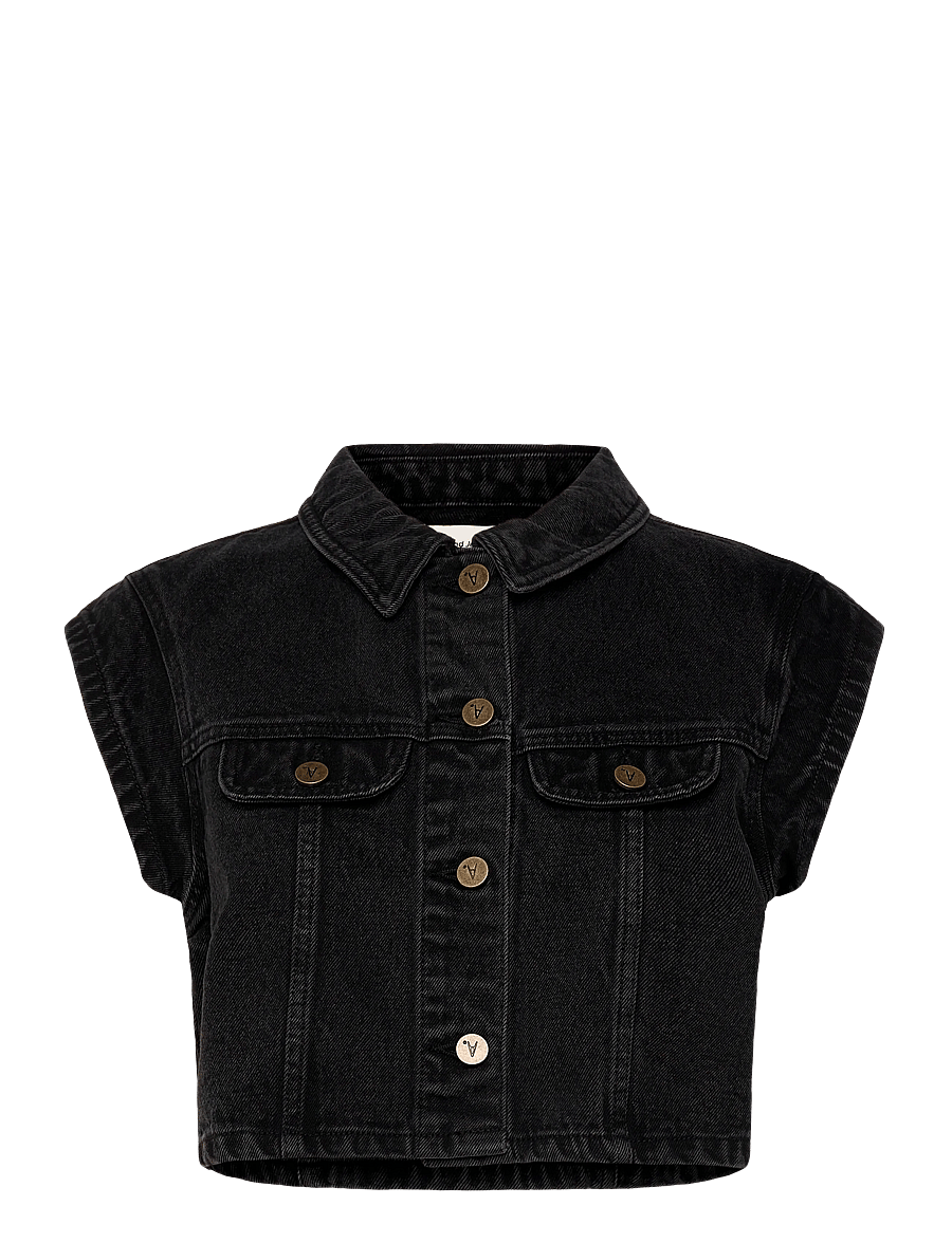 ABRAND - MY ROSE SHACKET BRIE EYELET BRIE - denim vests - black - 1