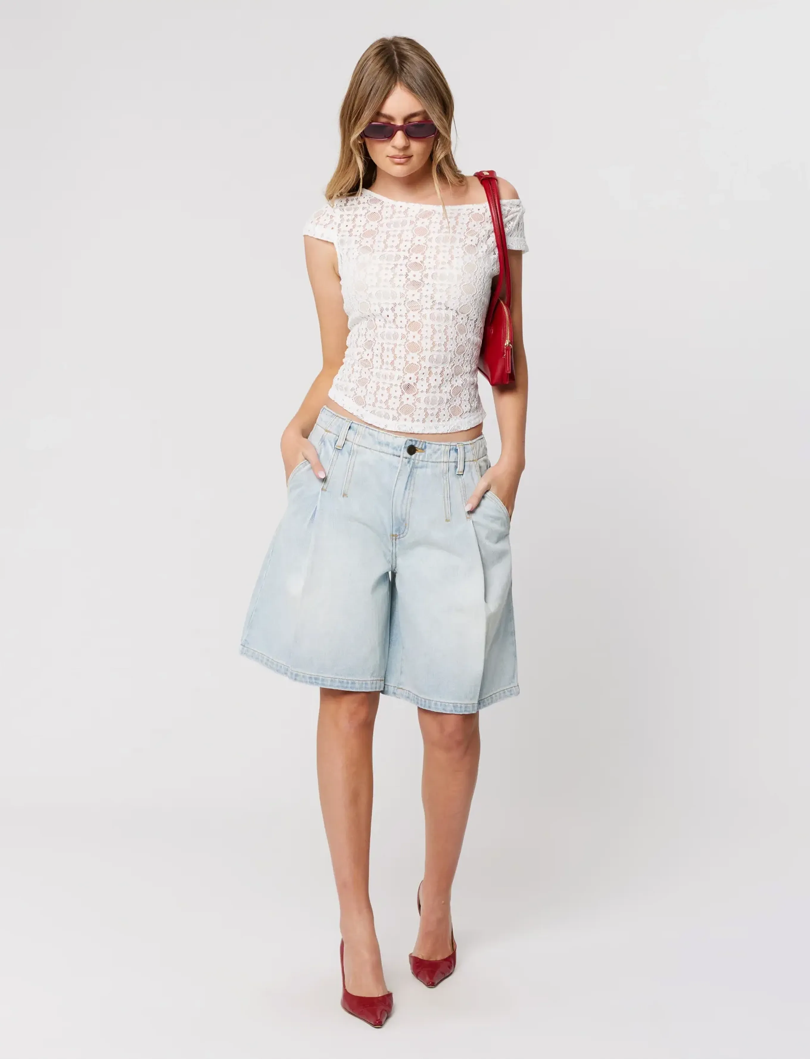 ABRAND - LITTLE MISS LACE TEE WHITE - t-shirts - white - 3