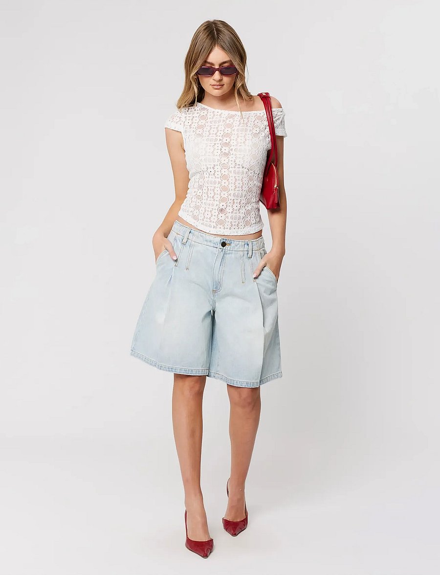 ABRAND - LITTLE MISS LACE TEE WHITE - t-shirts - white - 3