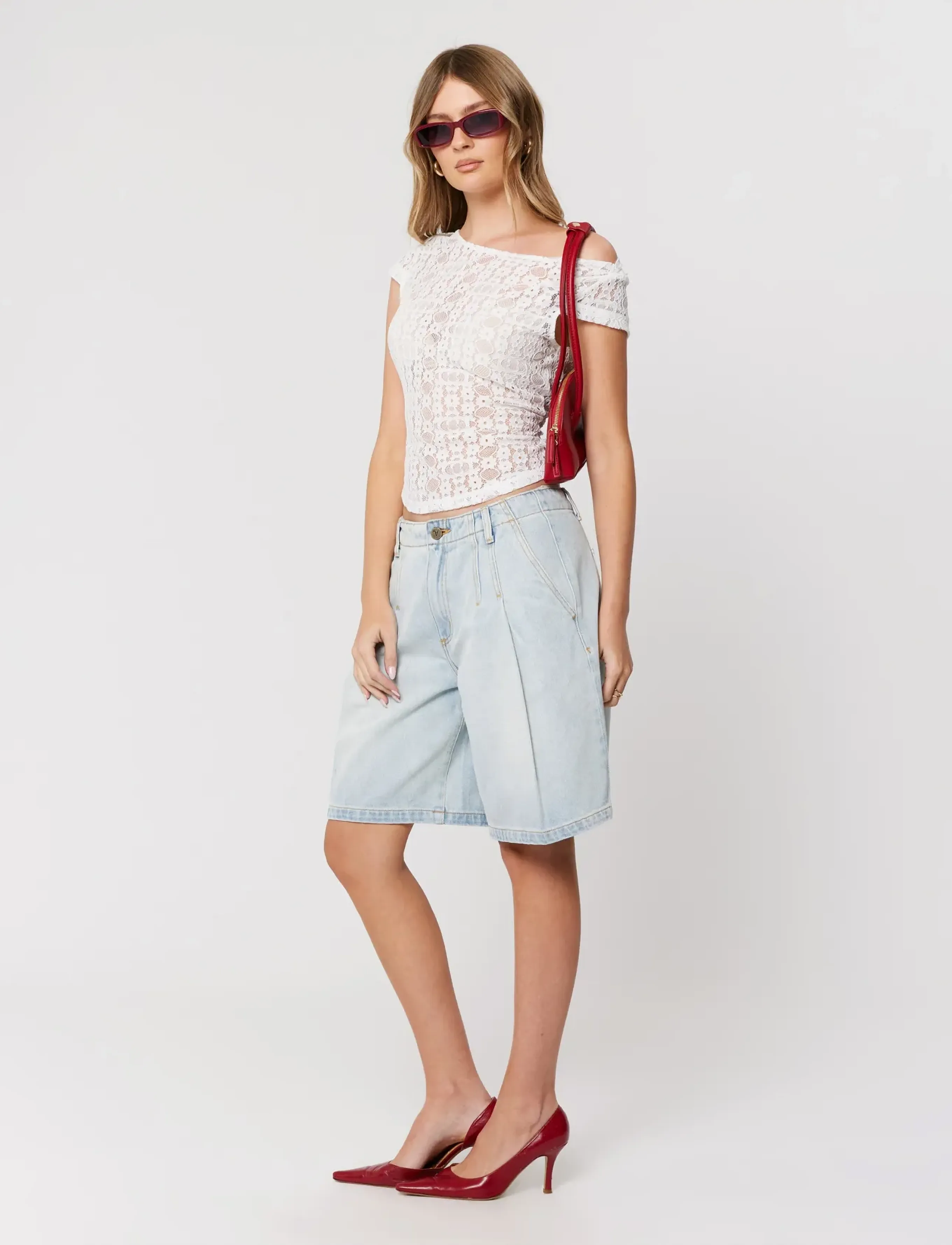 ABRAND - LITTLE MISS LACE TEE WHITE - t-shirts - white - 4