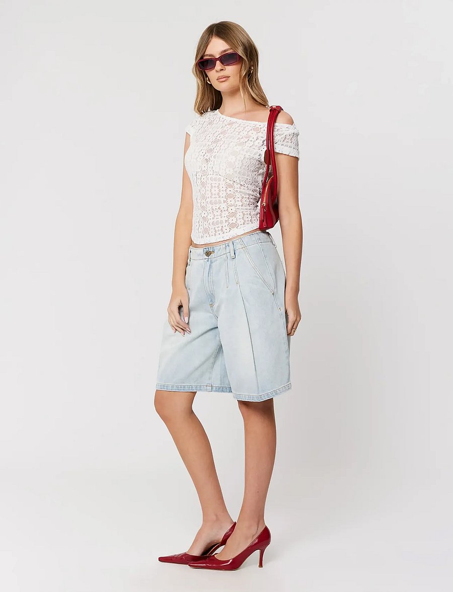 ABRAND - LITTLE MISS LACE TEE WHITE - t-shirts - white - 4