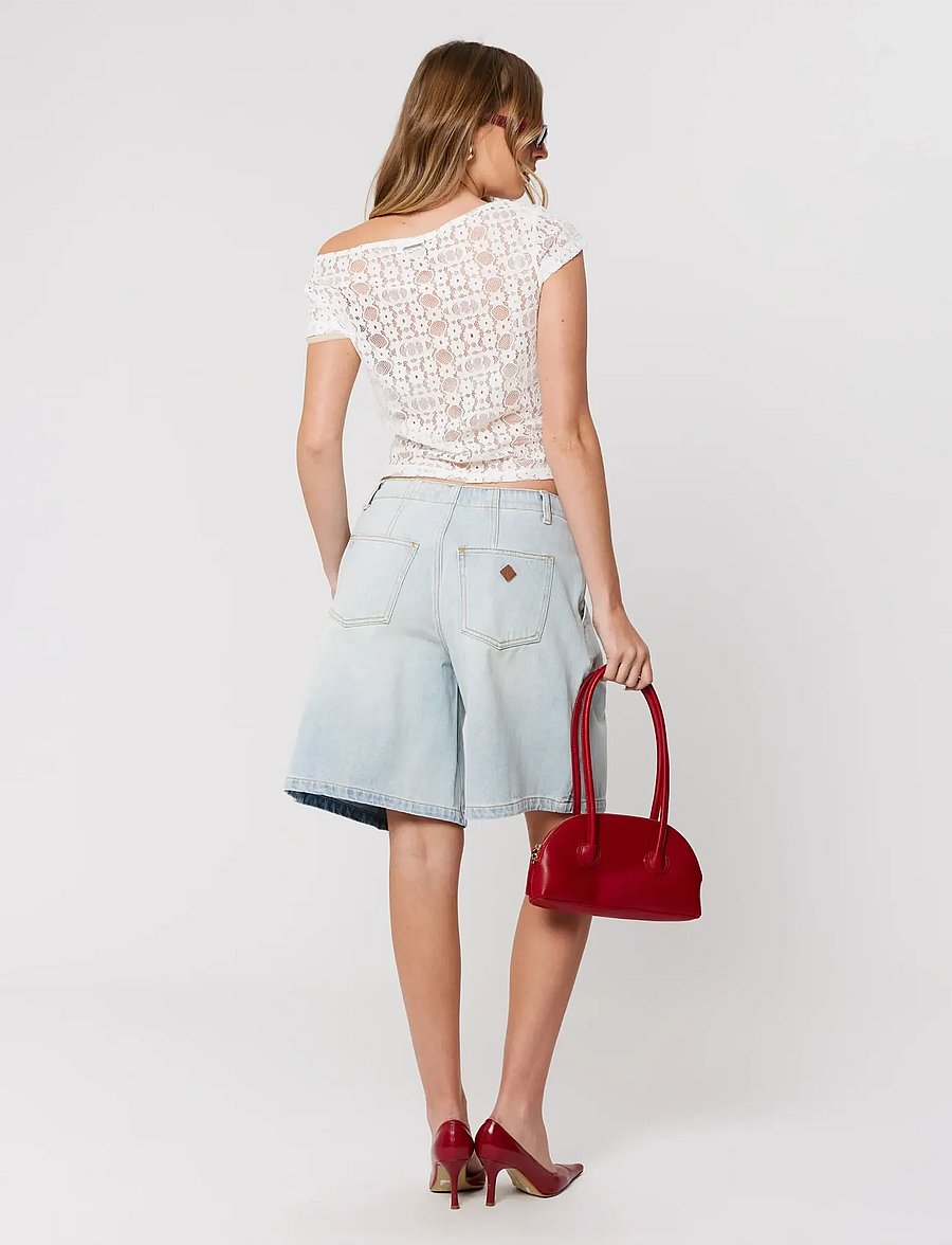 ABRAND - LITTLE MISS LACE TEE WHITE - t-shirts - white - 5