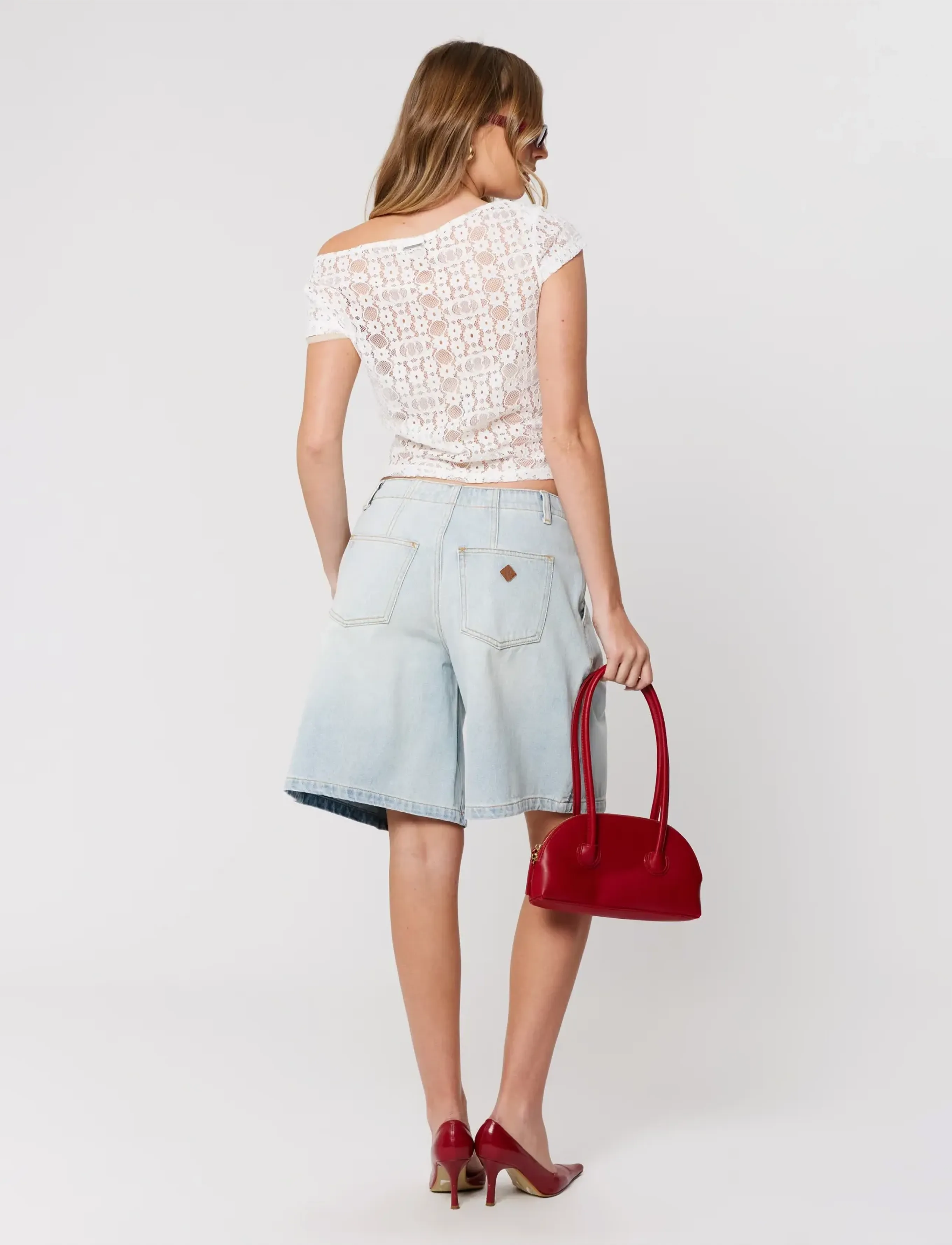 ABRAND - LITTLE MISS LACE TEE WHITE - t-shirts - white - 5