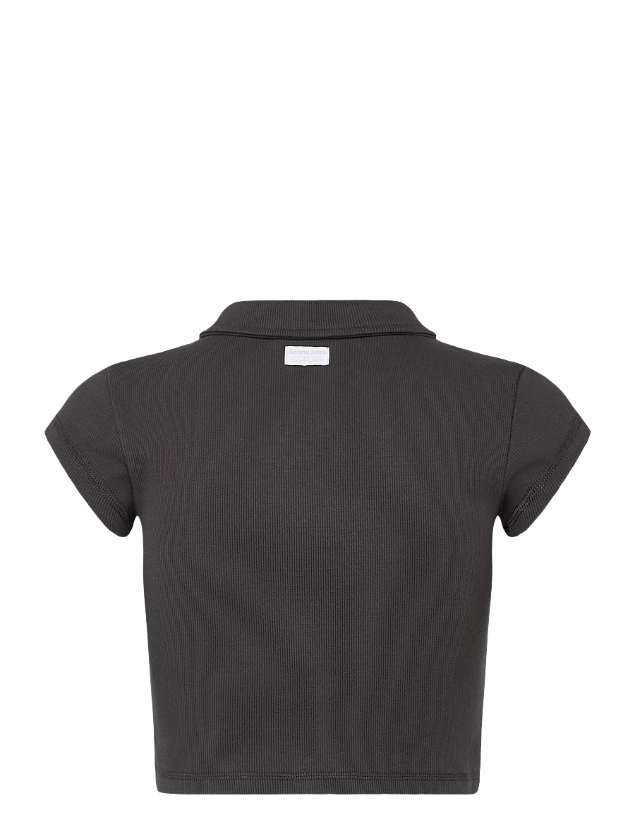 ABRAND - ADDISON POLO CHARCOAL - crop tops - grey - 2