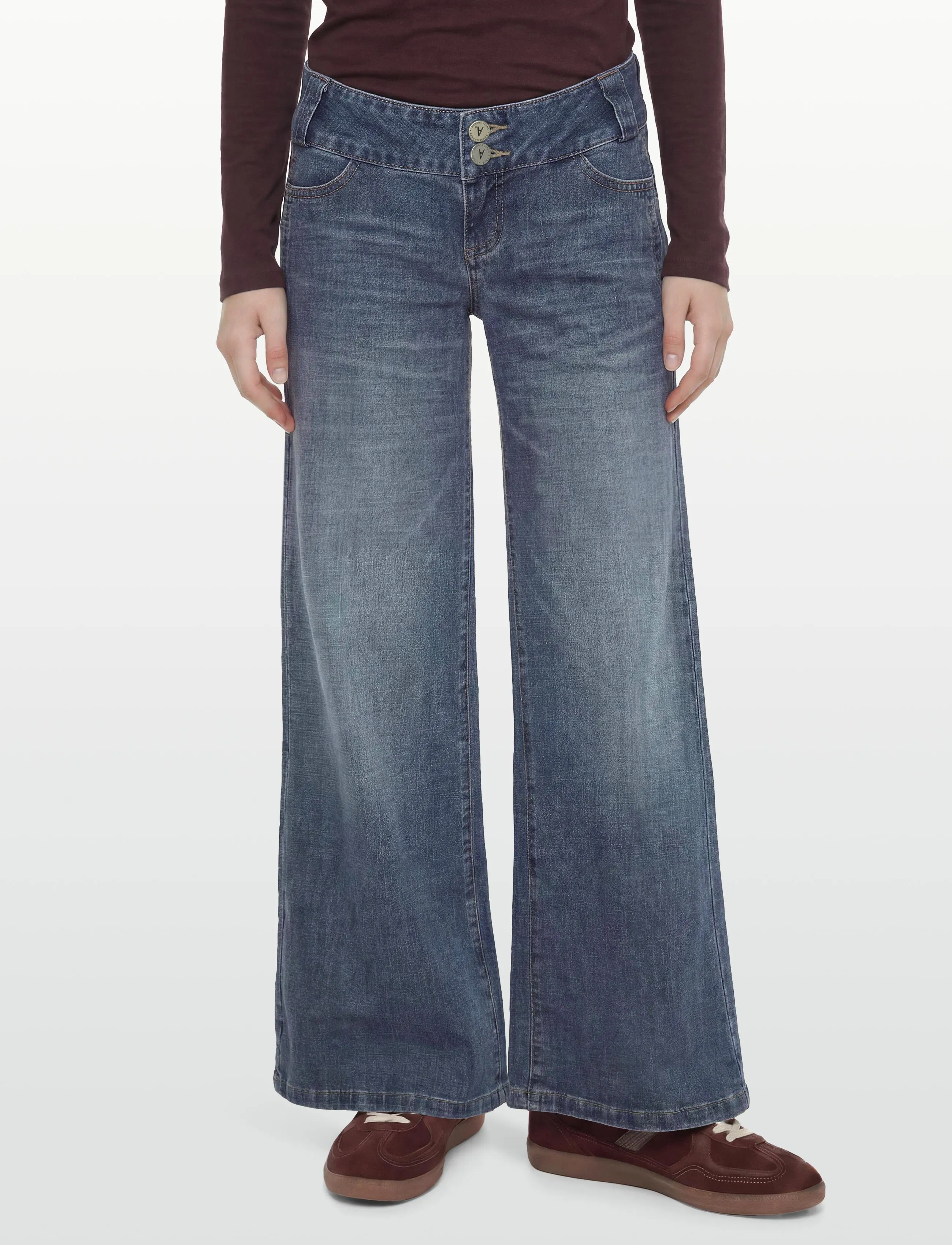 ABRAND - 00 SUPER LOW WIDE BEBE TUXEDO BEBE - wide leg jeans - blue - 3