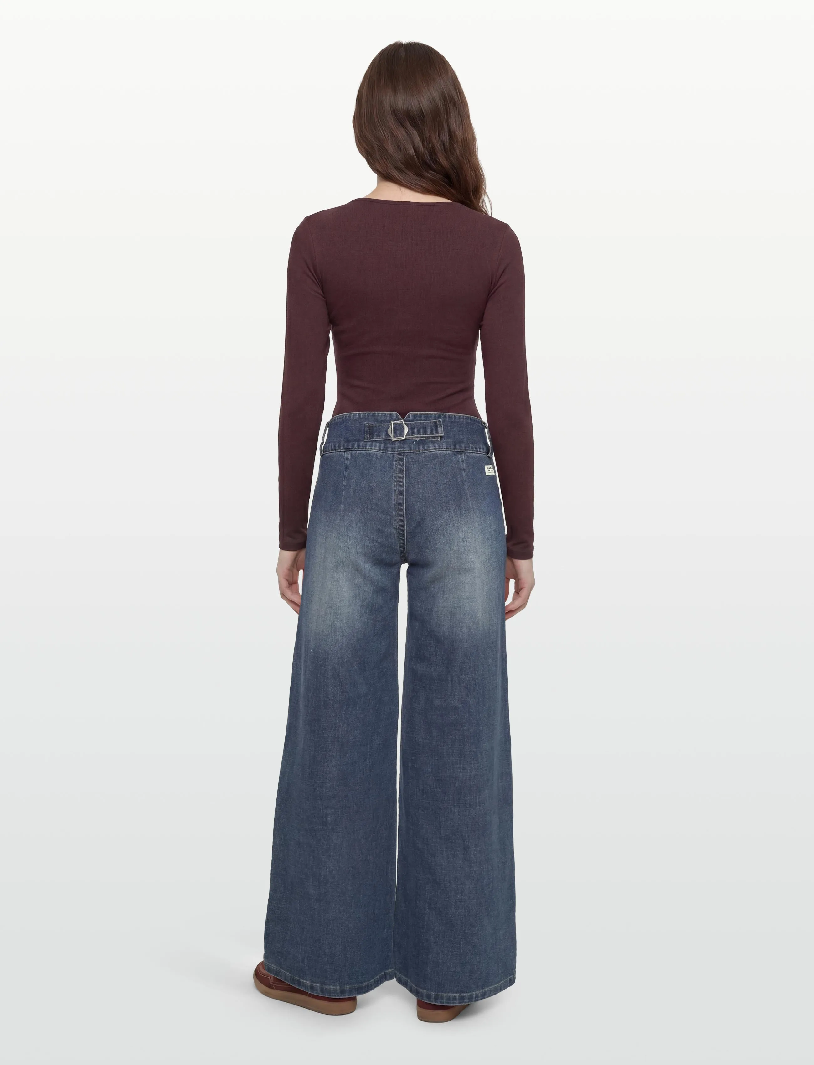 ABRAND - 00 SUPER LOW WIDE BEBE TUXEDO BEBE - wide leg jeans - blue - 4