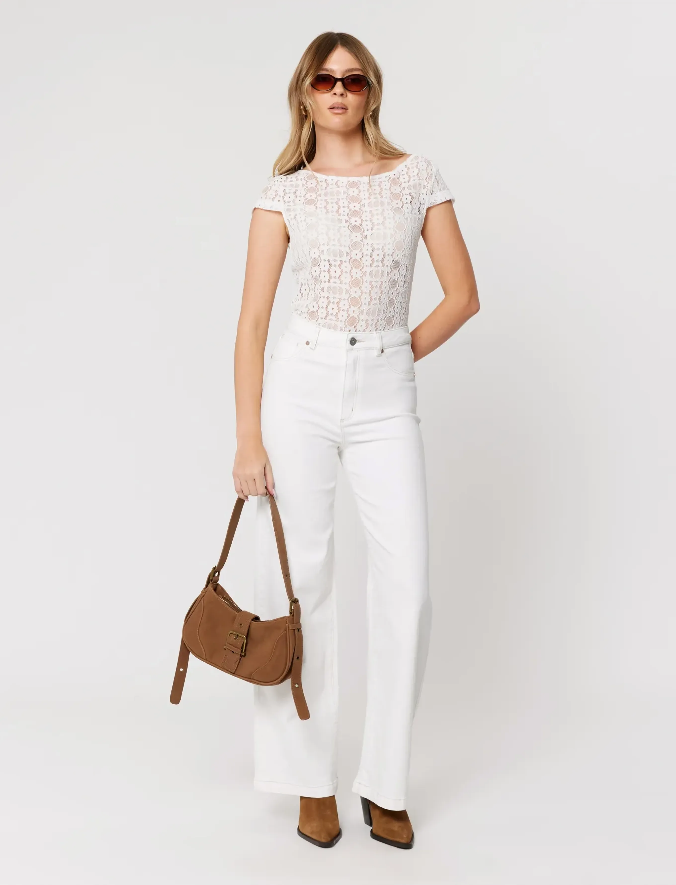 ABRAND 94 High Wide Western White White, 29, Jeans, Weiß - Wide, Frauen