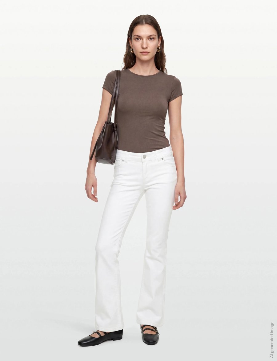 ABRAND - 00 SUPER LOW KICK WHITE WHITE - flared jeans - white - 0