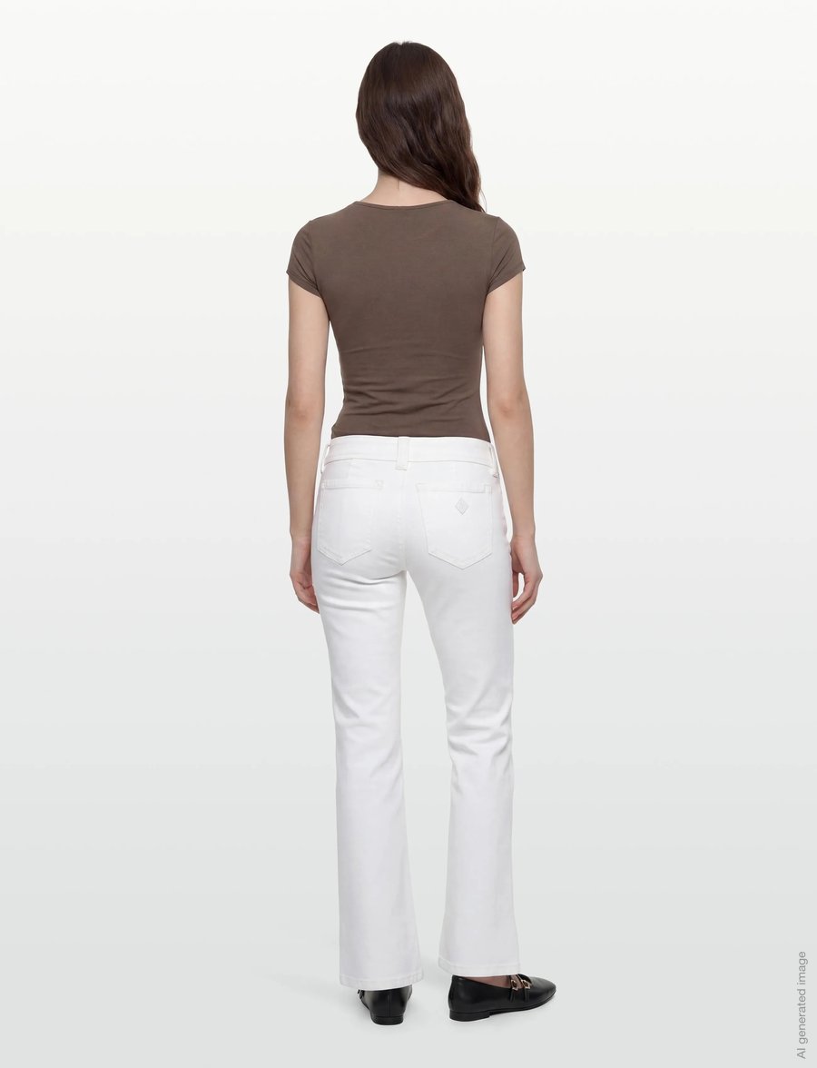 ABRAND - 00 SUPER LOW KICK WHITE WHITE - flared jeans - white - 4