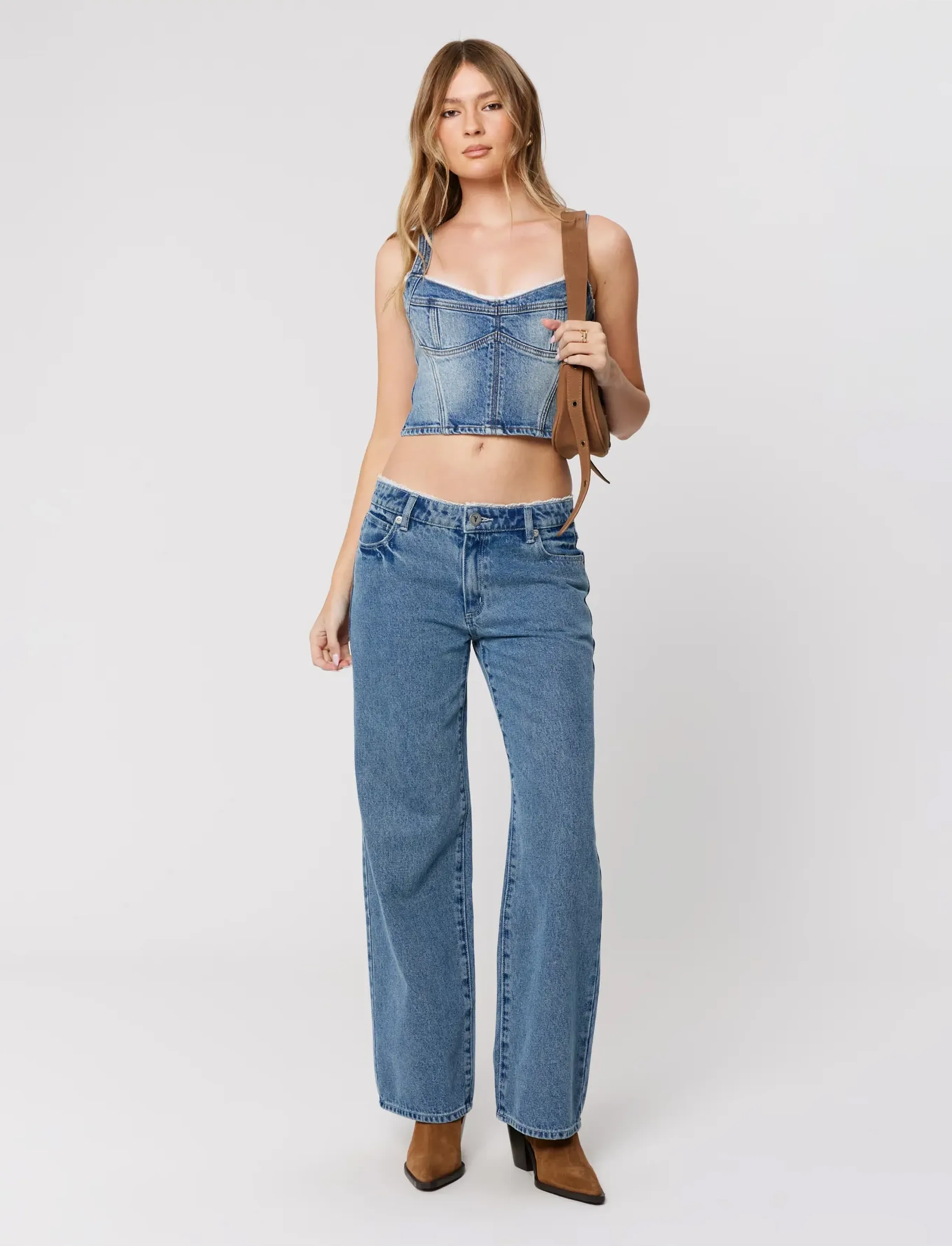 ABRAND 99 Low Baggy Selena Lace Rcy Selena, 27, Blue, Jeans > Vidde, Dame