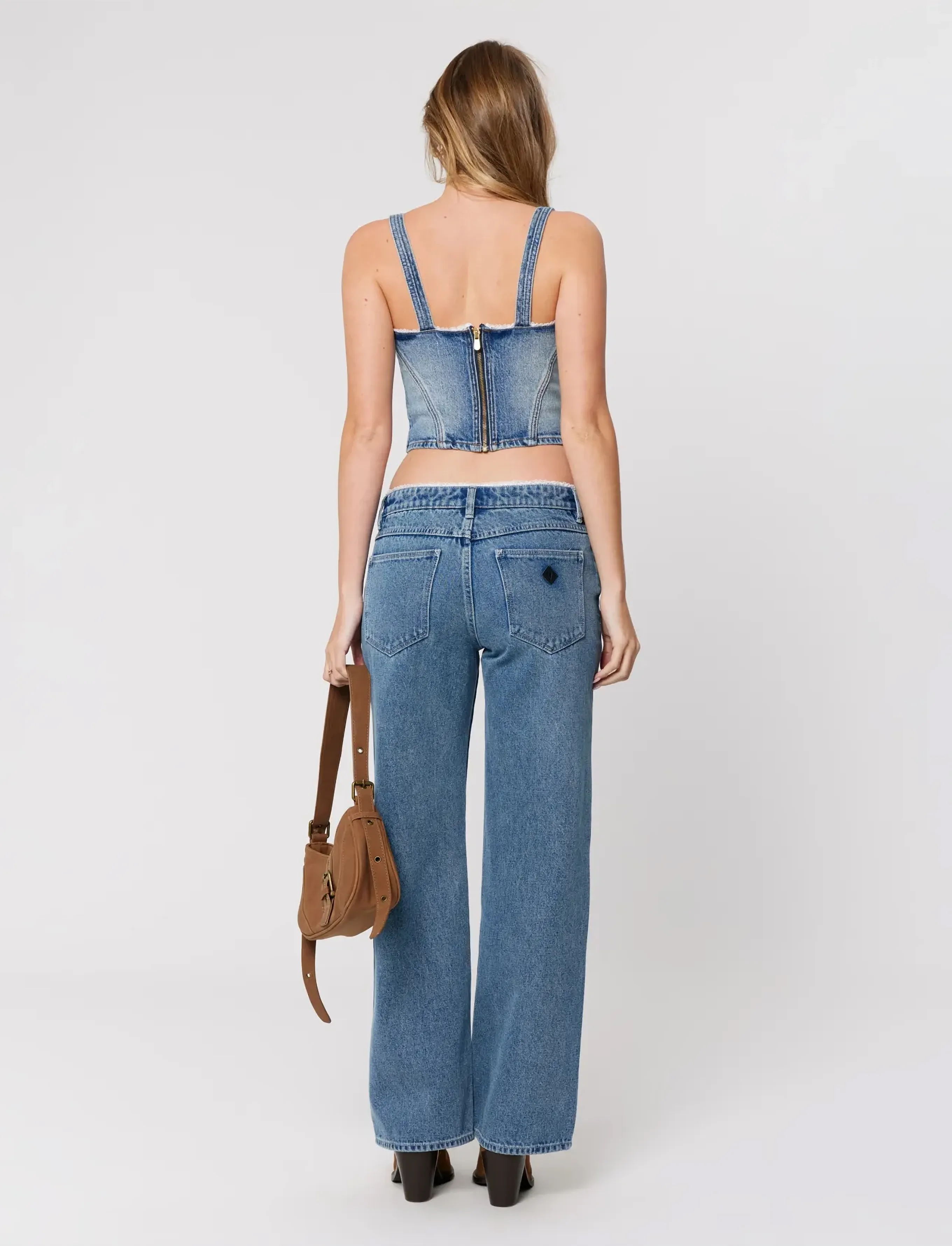ABRAND - 99 LOW BAGGY SELENA LACE RCY SELENA - brede jeans - blue - 4
